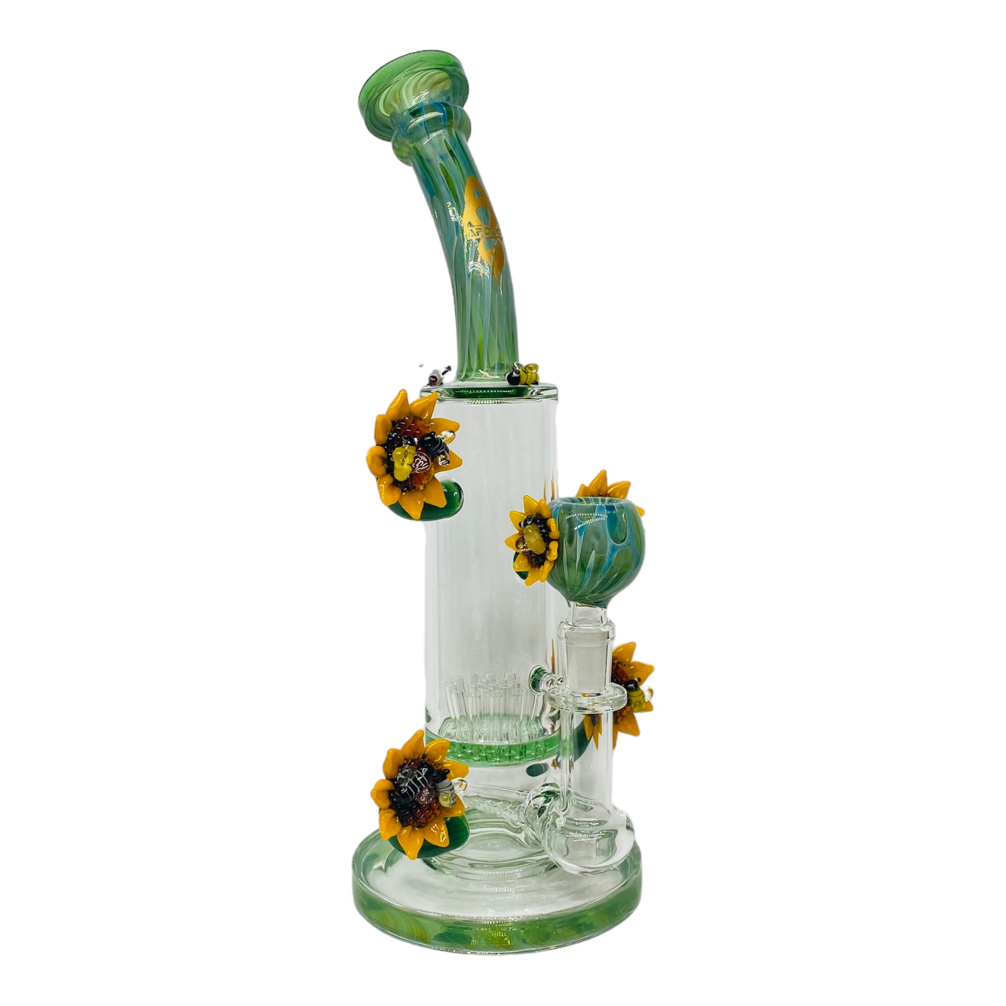 Apollo Glass - Perching Sunflower Garden With Bees Glass Bong
