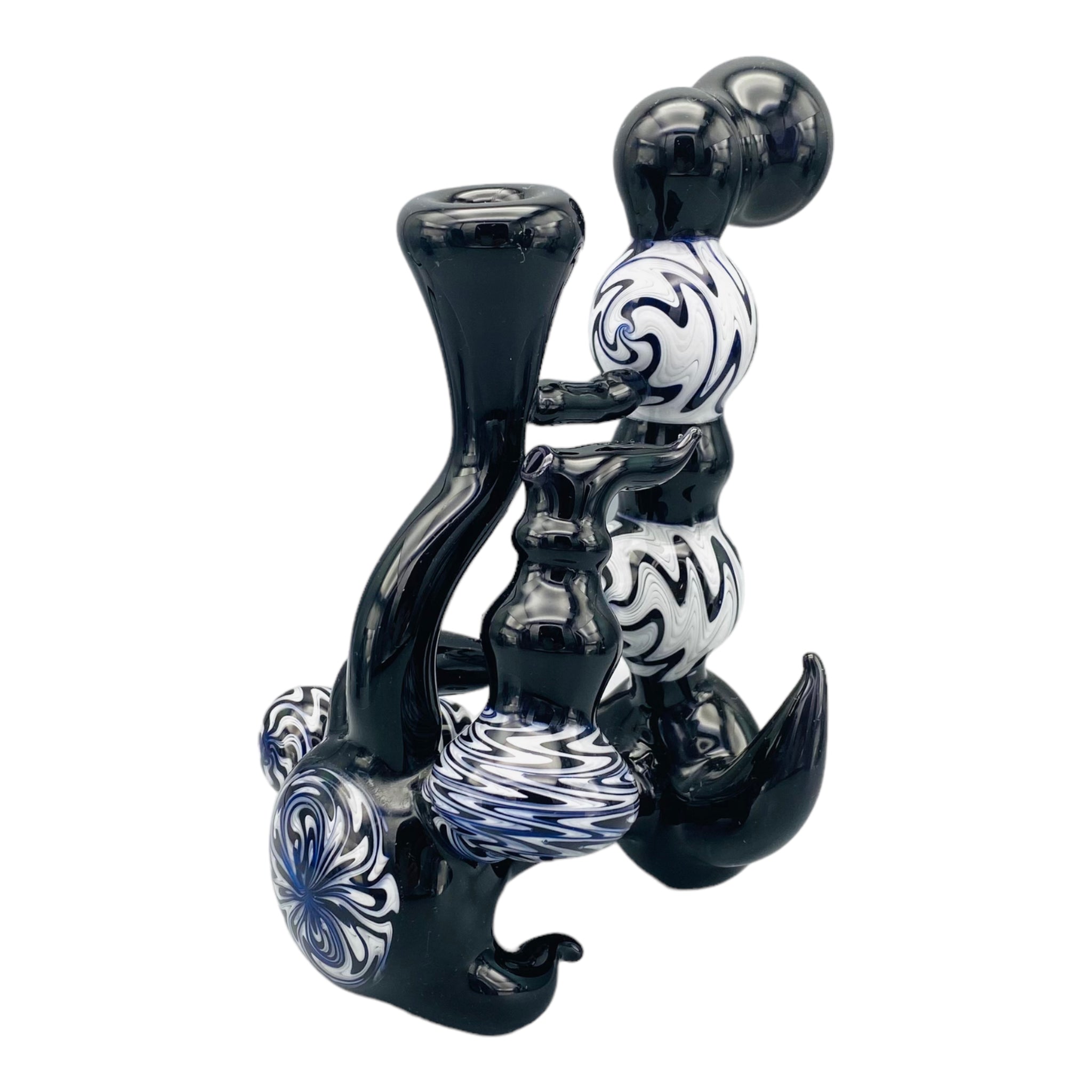 Black And White Wig Wag Custom Stand up Natural Perc Bubbler