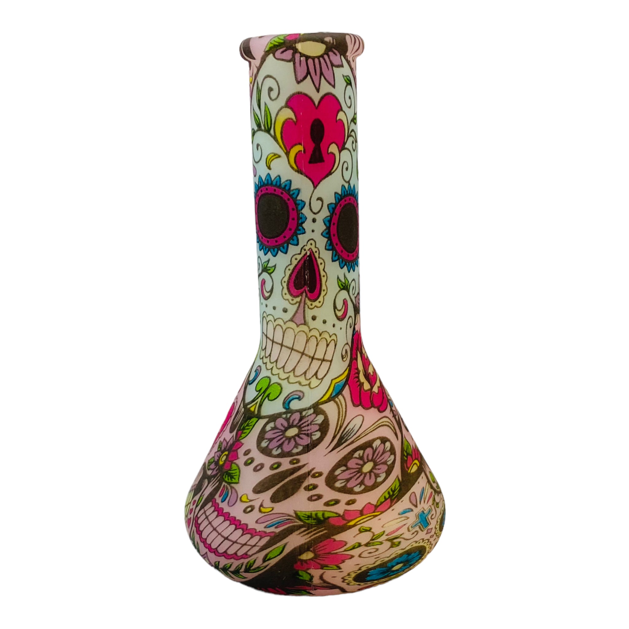 5 Inch Mini Silicone Bong With Dia De Los Muertos Or Day Of The Dead
