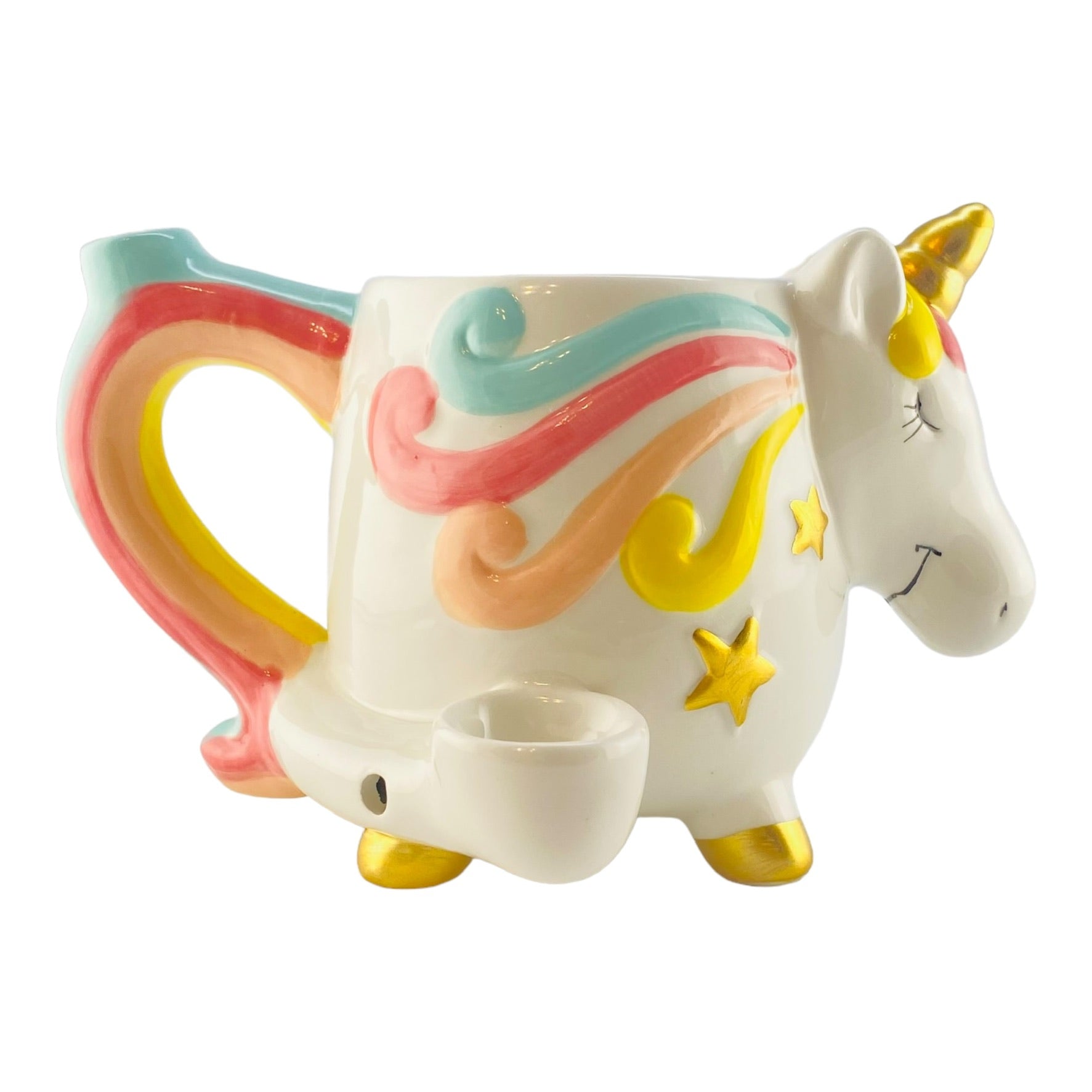 Coffee & Pipe - Ceramic Rainbow Uncicorn Mug And Pipe