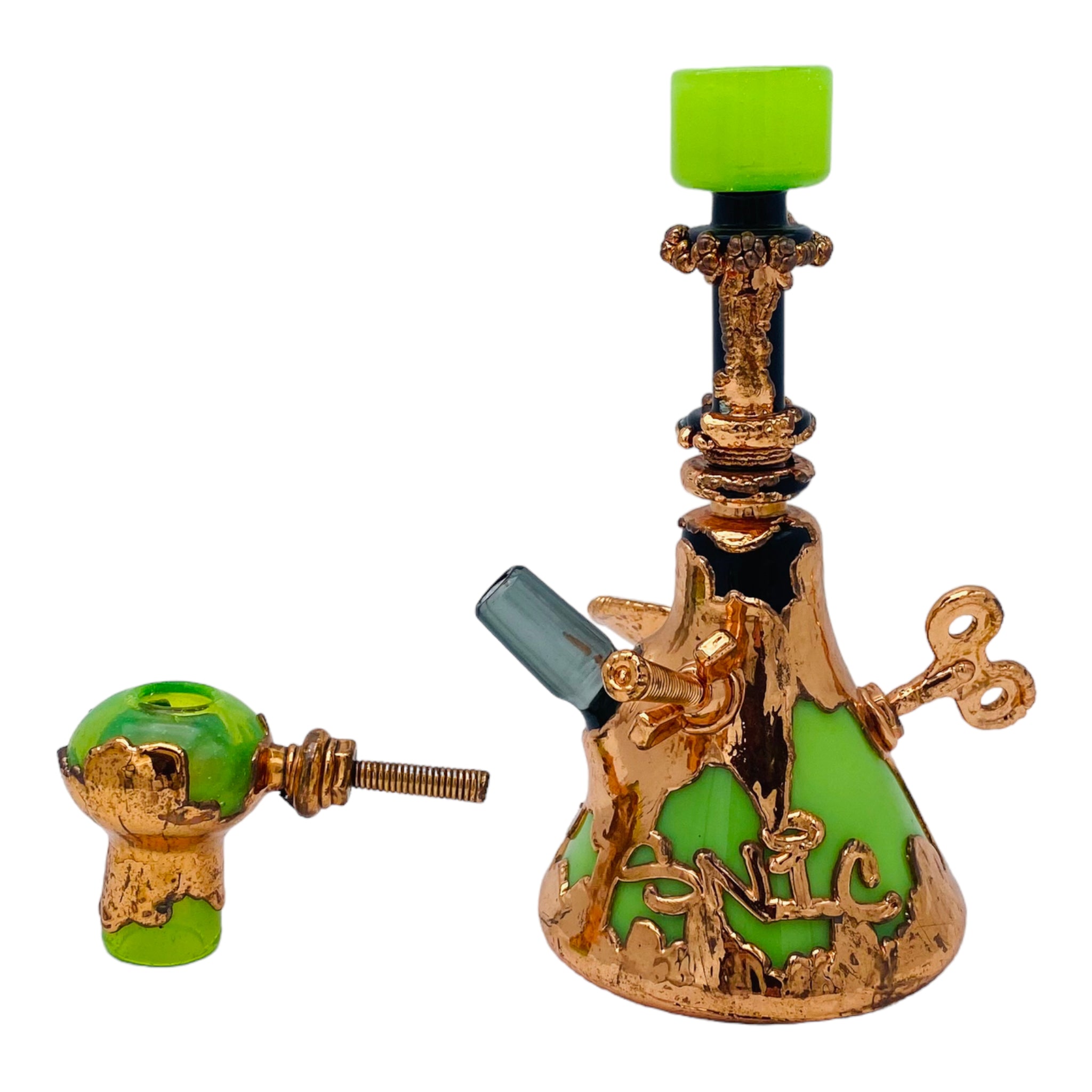 SNIC Glass - Copper Electroformed Glass Dab Rig With Steampunk Theme