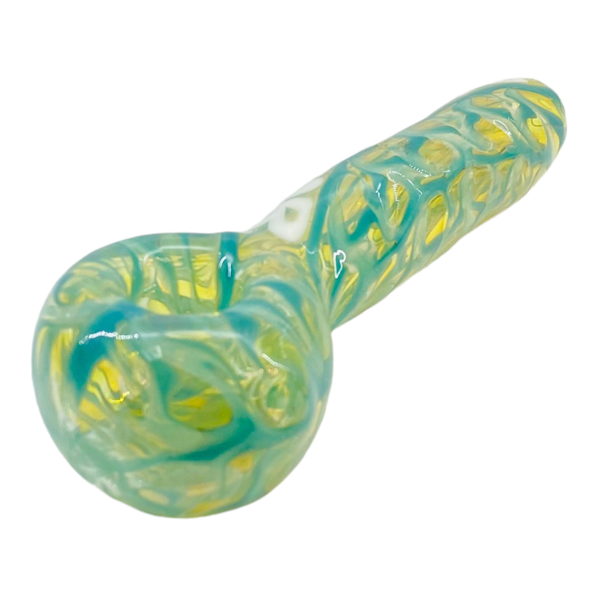 Light Blue Glass Hand Pipe With Pornstar On Side