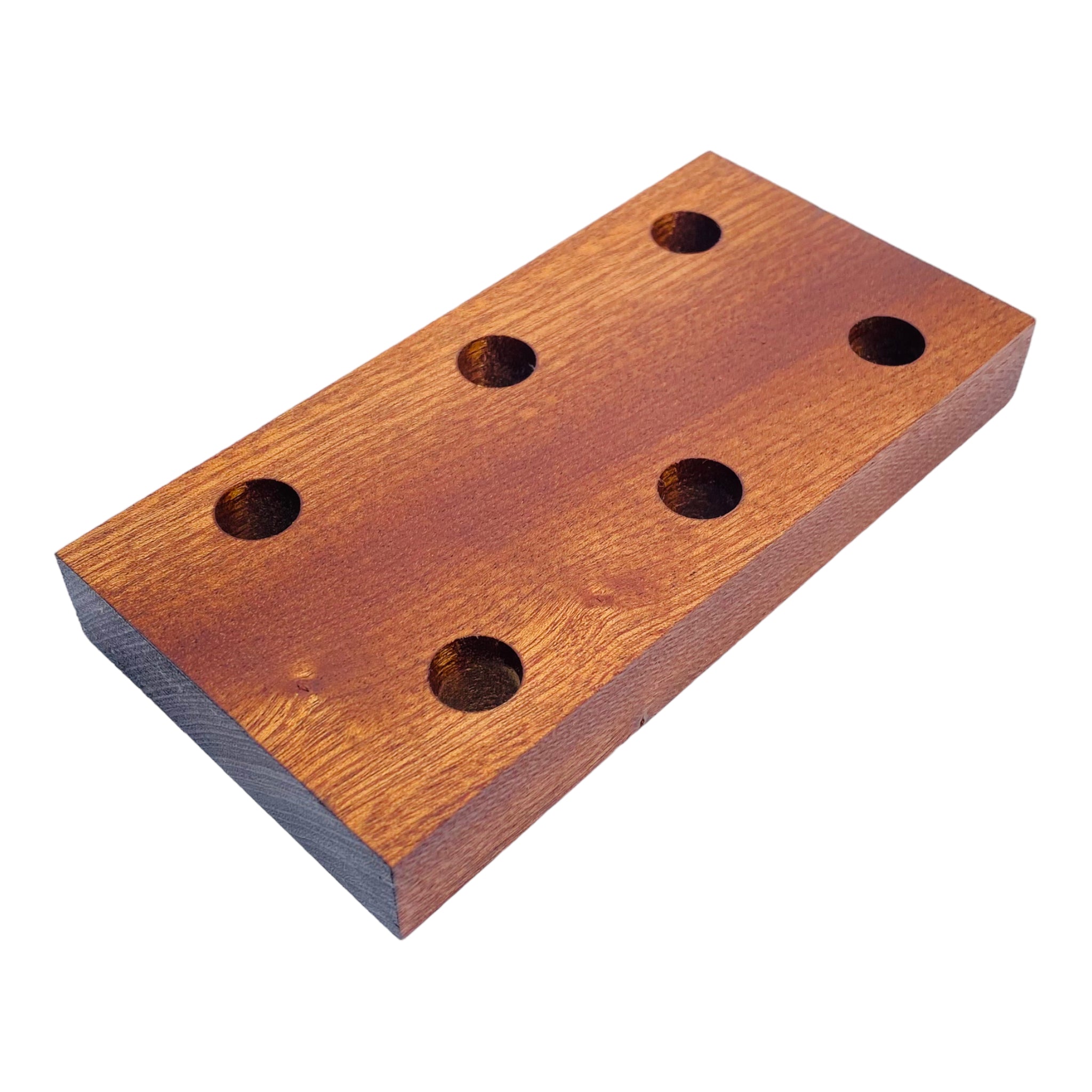 6 Hole Wood Display Stand Holder For 14mm Bong Bowl Pieces Or Quartz Bangers - Mahogany