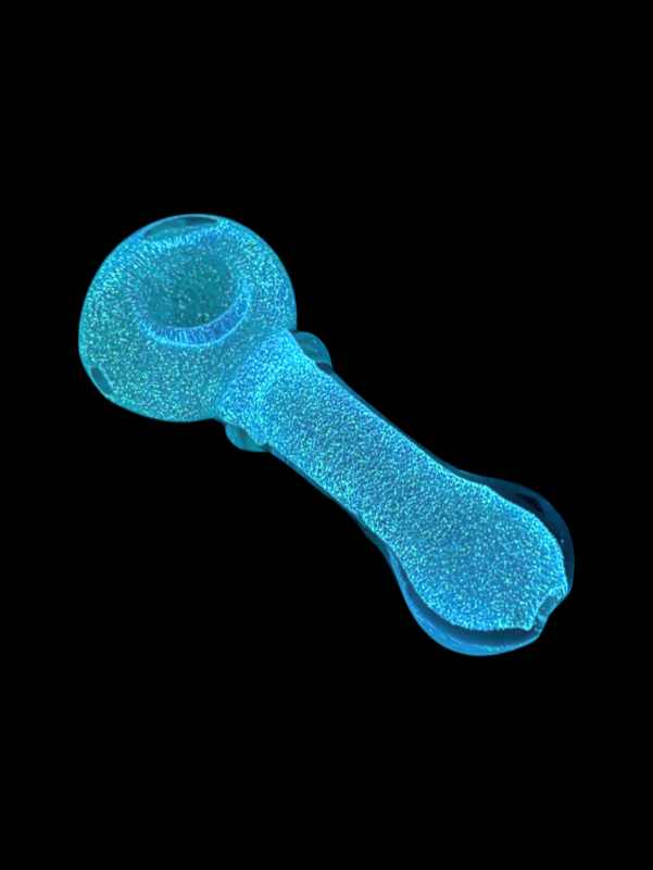 blue Glow In Dark Glass Hand Pipe - Full Single Color