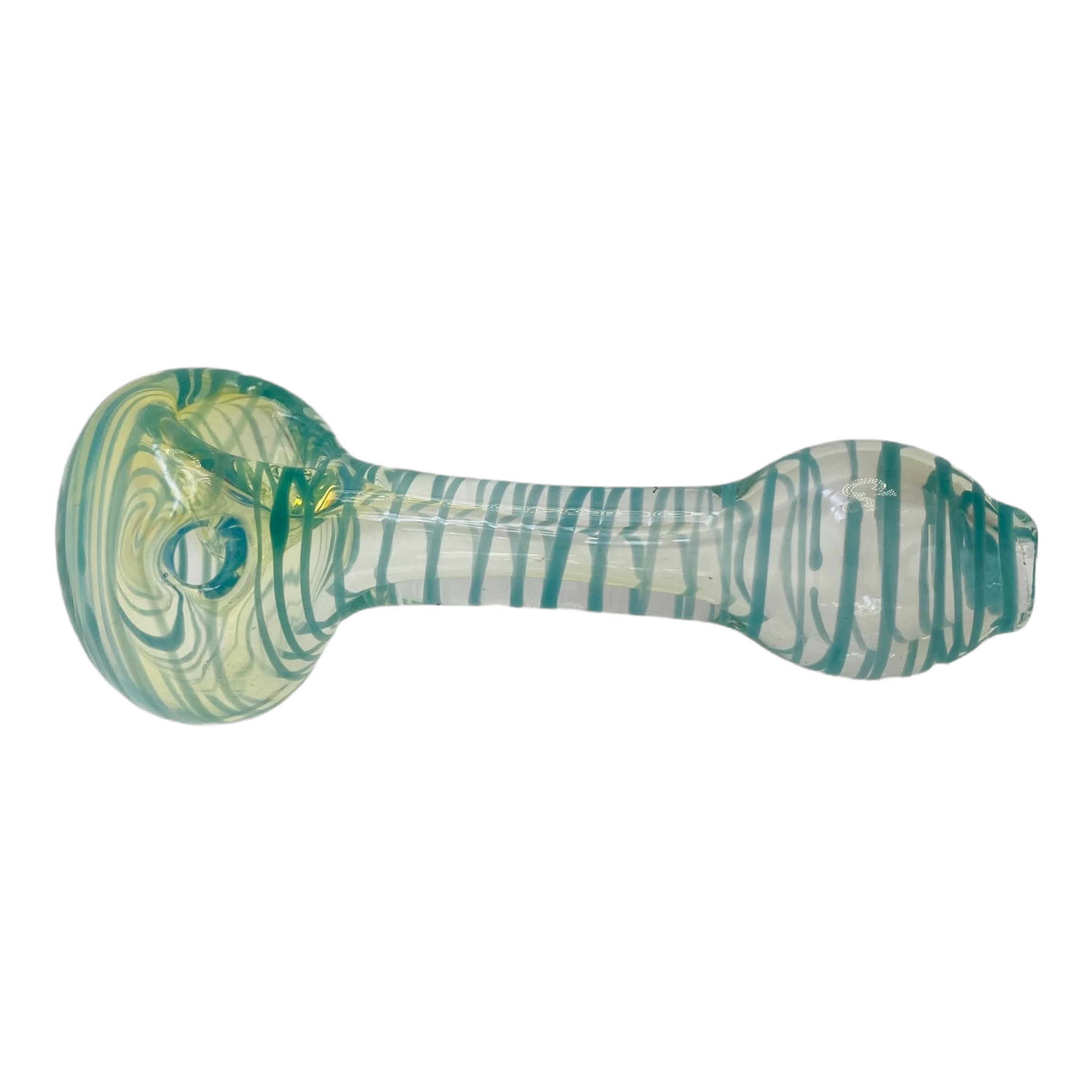 Glass Hand Pipe - Small Narrow Neck Spoon Pipe With Color Spiral Twist