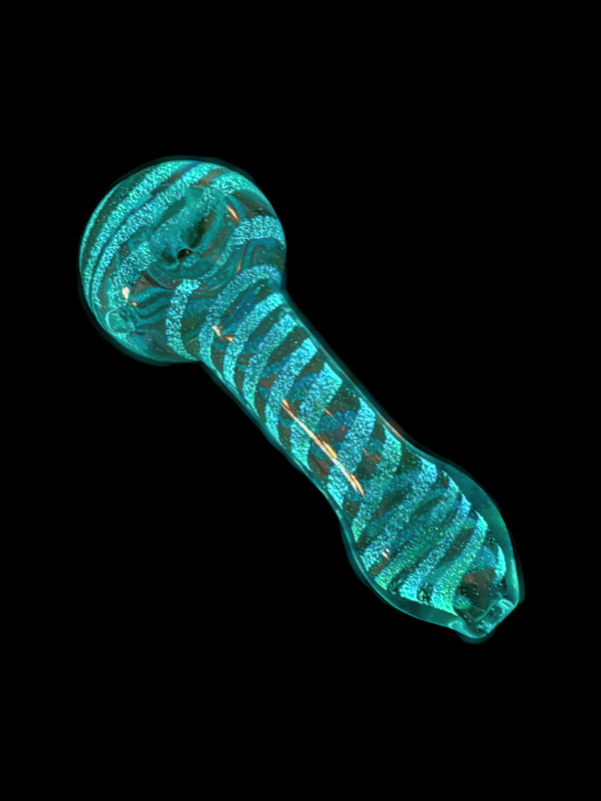 Glow In The Dark Glass Spoon Hand Pipe Fume Spiral Twist