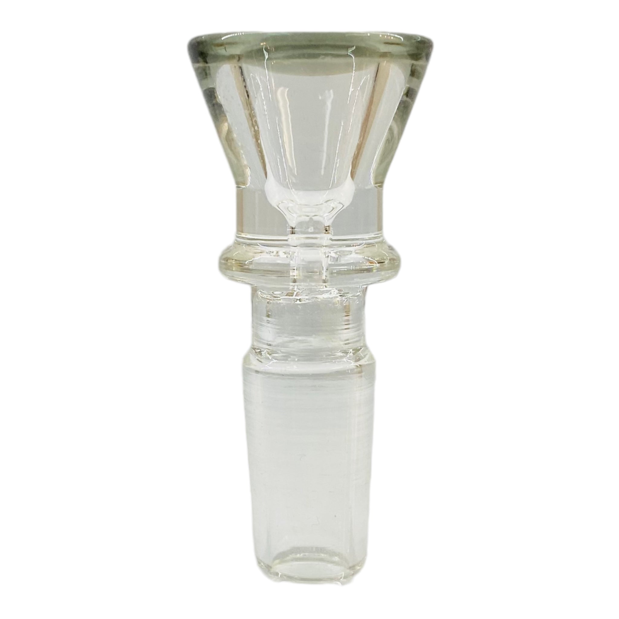 14mm Flower Bowl - Clear Martini Funnel Bong Bowl Piece With Color Lip - Shadow Black