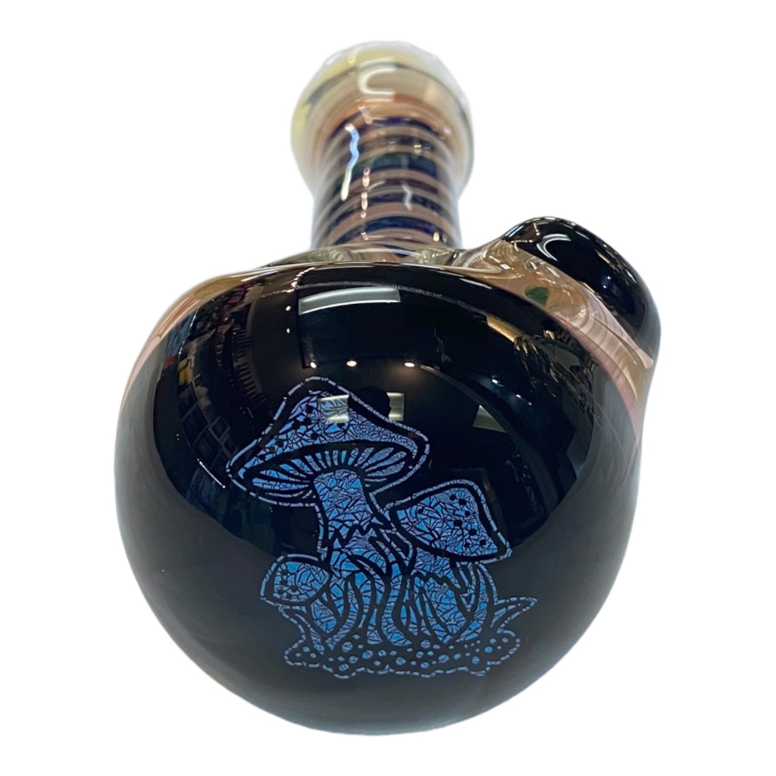 Talent Glass Works - Fume And Color Coil With Mushroom Dichro End - Glass Hand Pipe