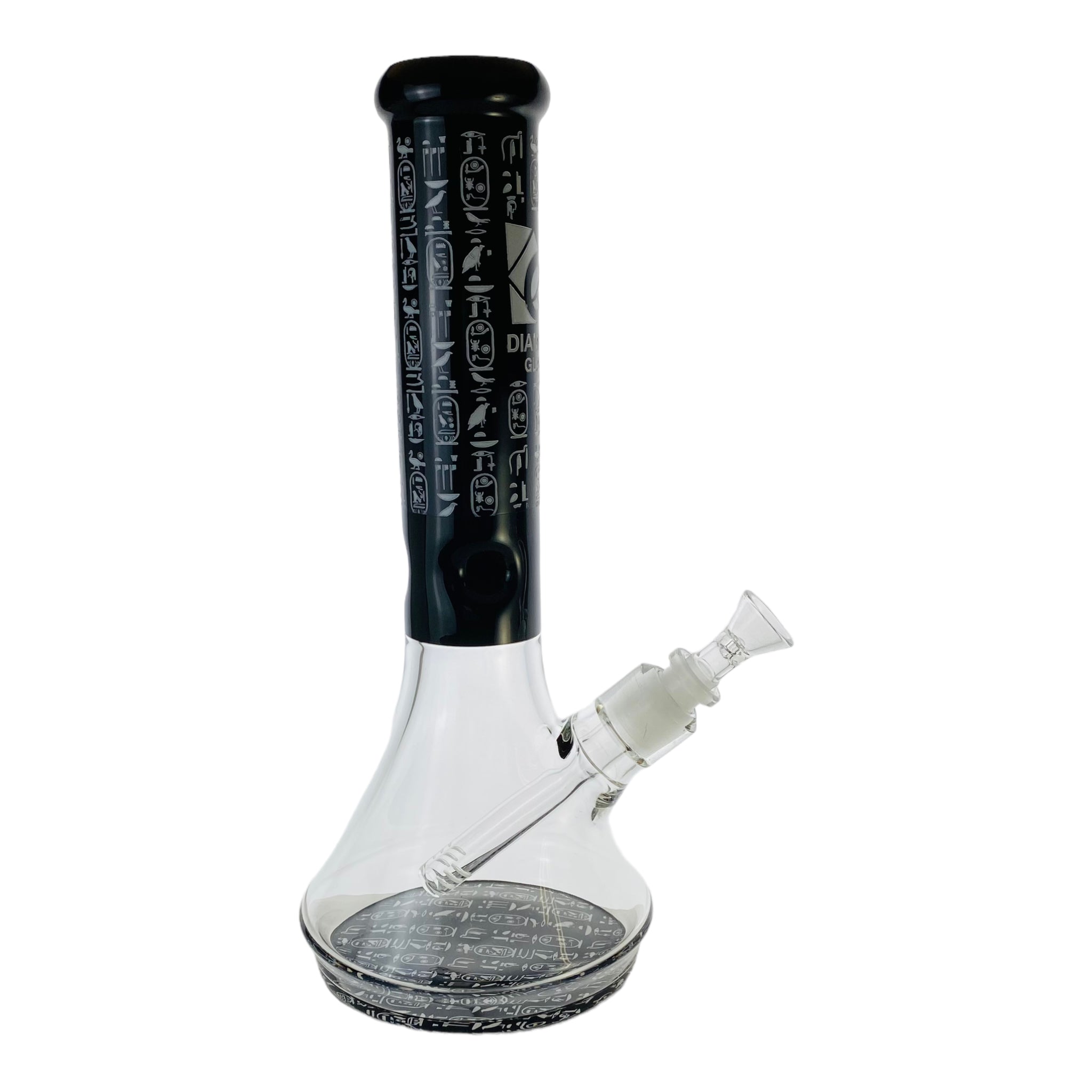 Diamond Glass - White And Black Beaker Bong With Hieroglyphics for sale mighty quinn best smokeshop santa rosa ca