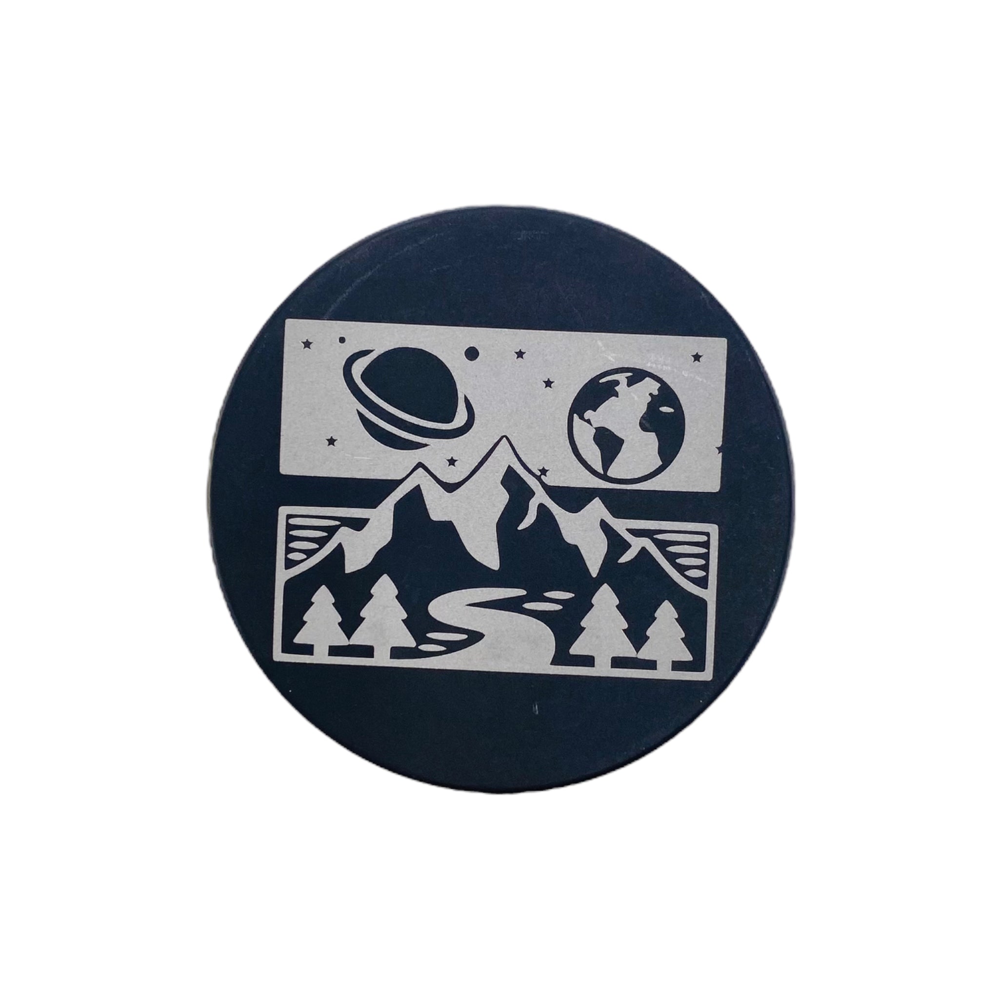 Tahoe Grinders Black Anodized Aluminum Small Two Piece Weed Grinder With Space Mountain