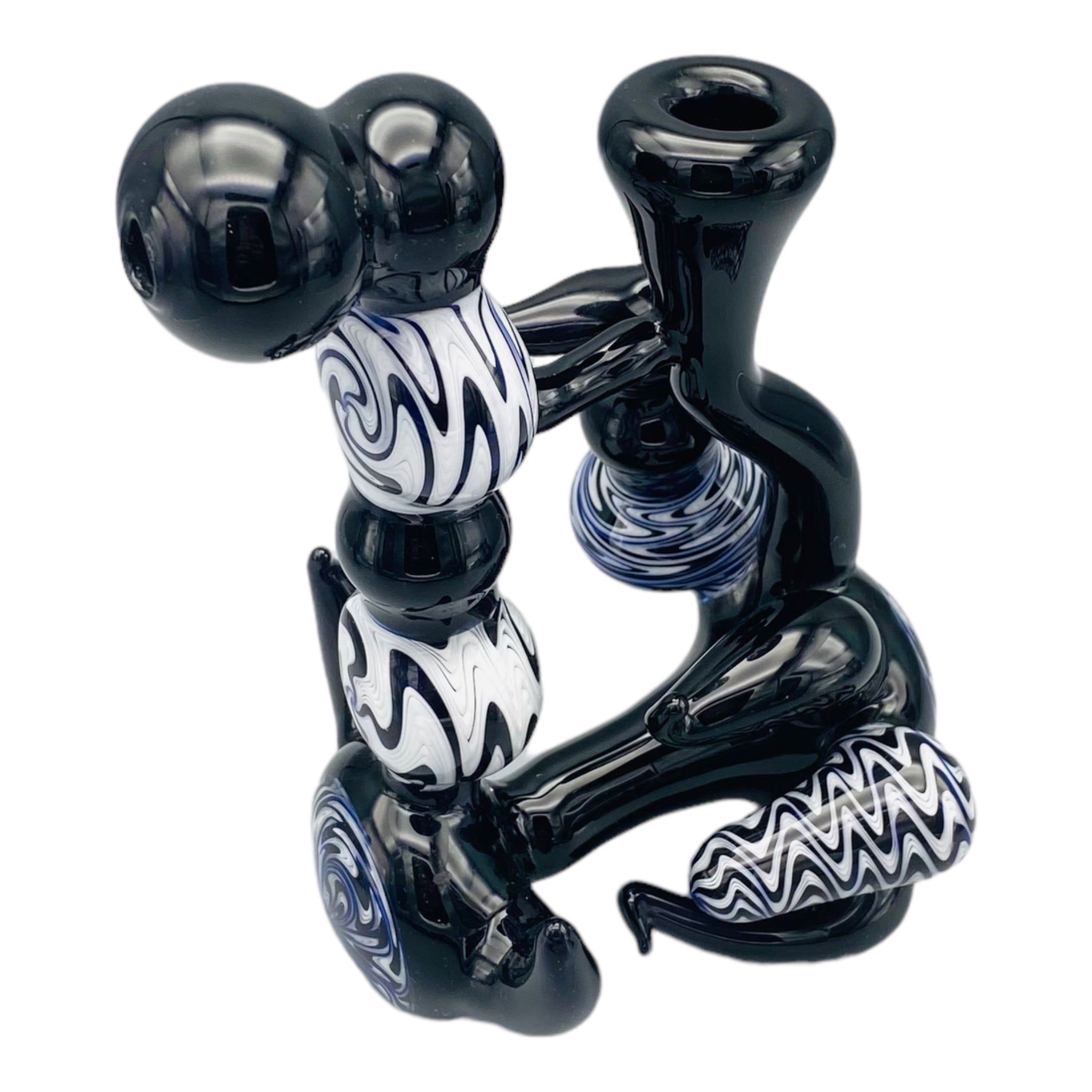 Black And White Wig Wag Custom Stand up Natural Perc Bubbler