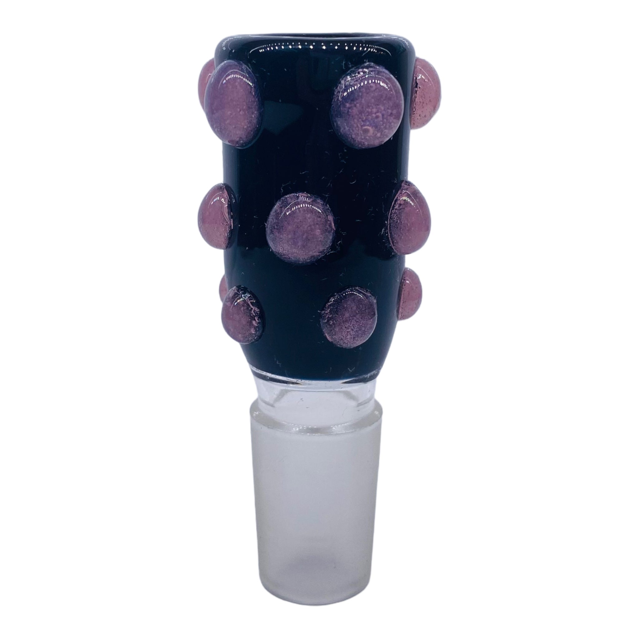18mm Flower Bowl - Tall Black Bubble With Pink Dots Bong Bowl Piece