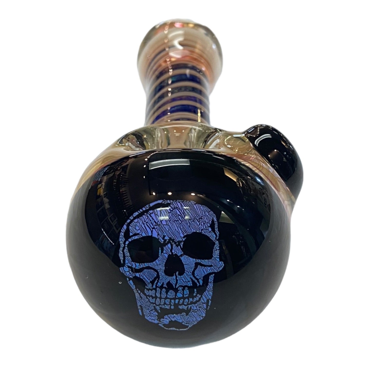 Talent Glass Works - Fume And Color Coil With Skull Dichro End - Glass Hand Pipe