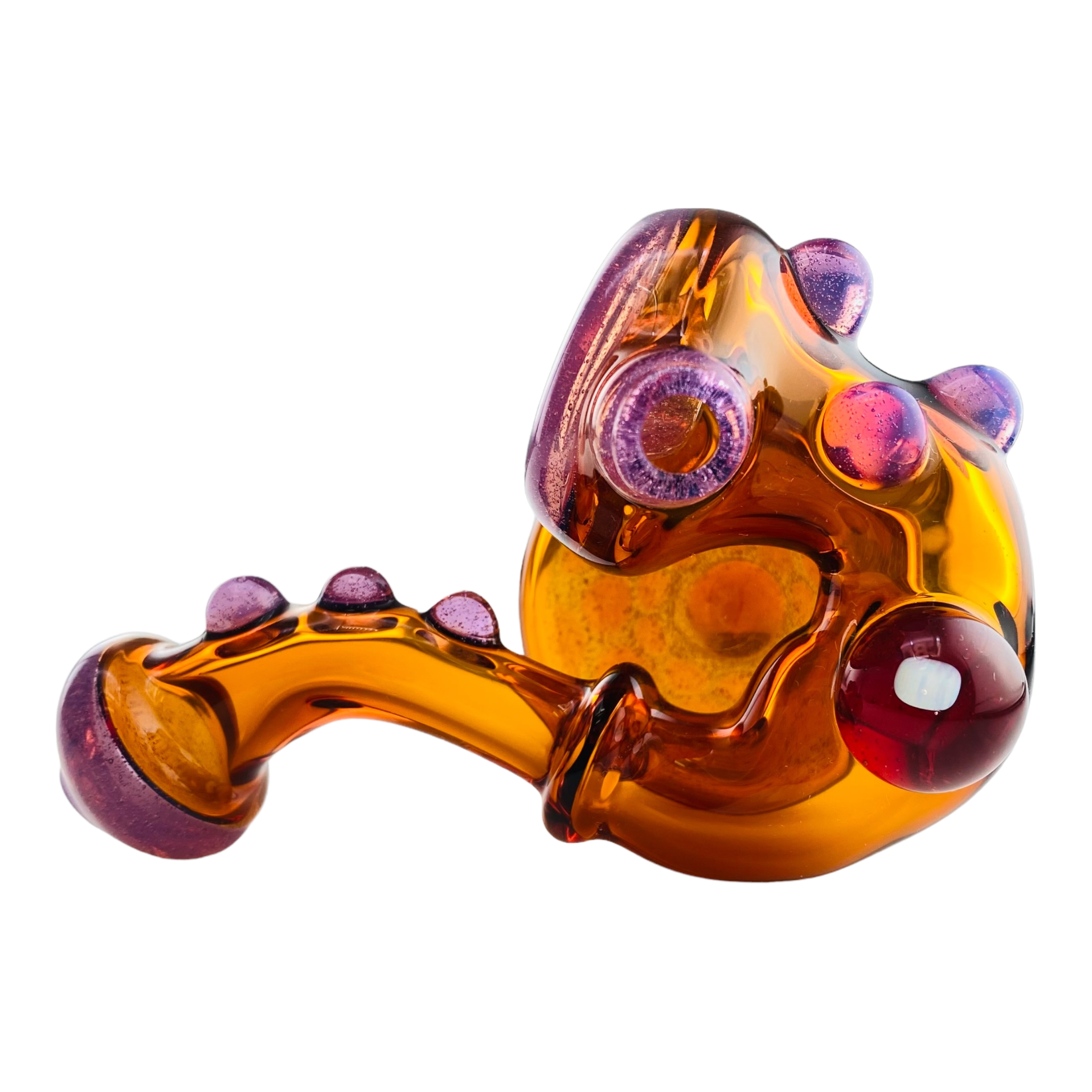 Custom Glass Hand Pipes - Maple Syrup Amber Sherlock With Purple Accents