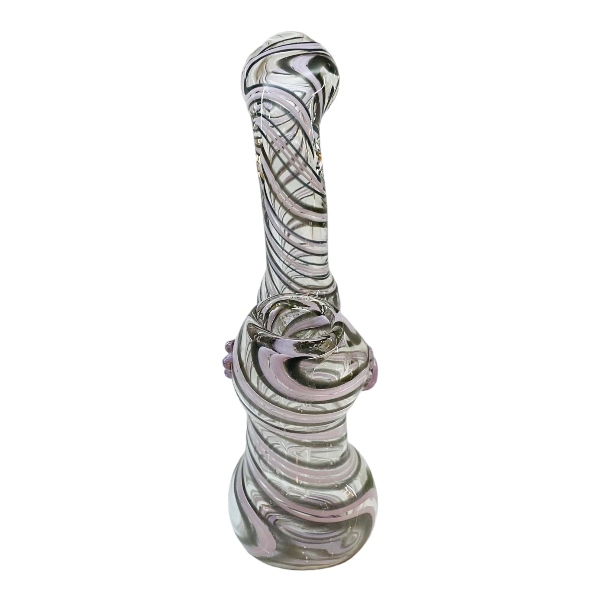 cute Pink And Black Swirl Stand Up Glass Water Bubbler