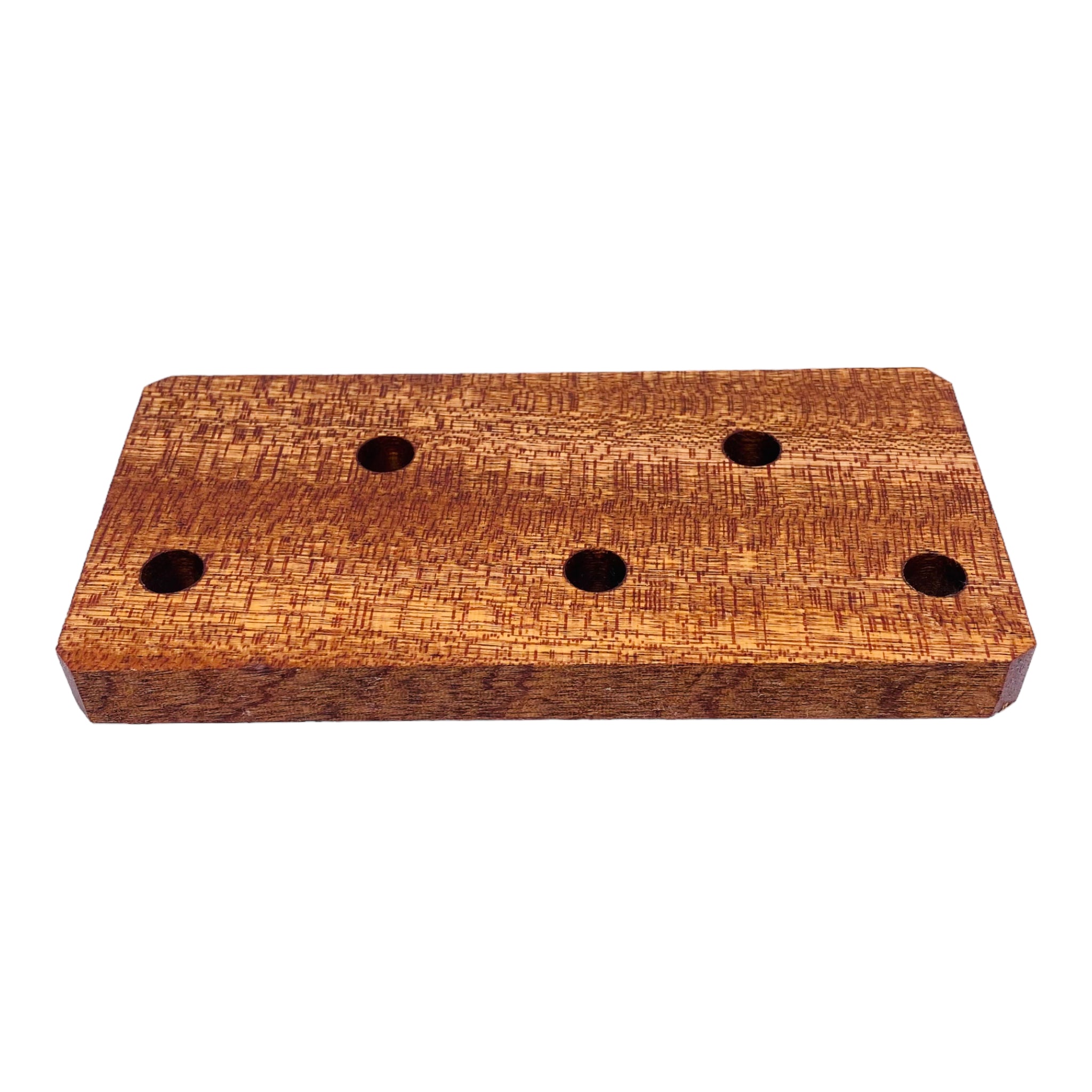 5 Hole Wood Display Stand Holder For 10mm Bong Bowl Pieces Or Quartz Bangers - Mahogany