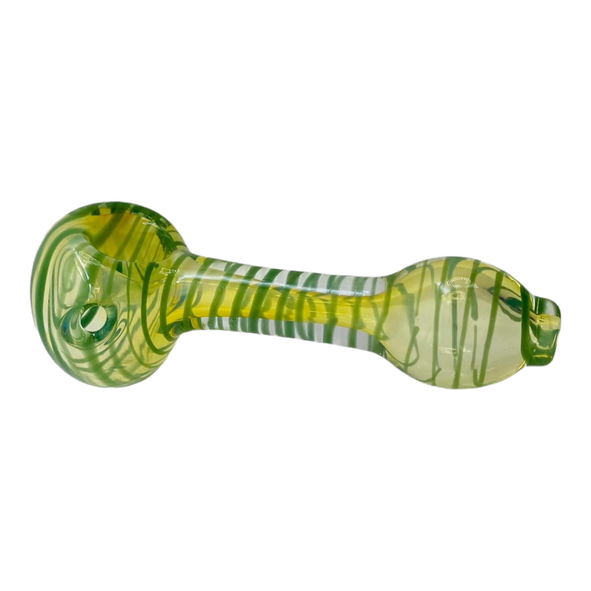 Glass Hand Pipe - Small Narrow Neck Spoon Pipe With Color Spiral Twist