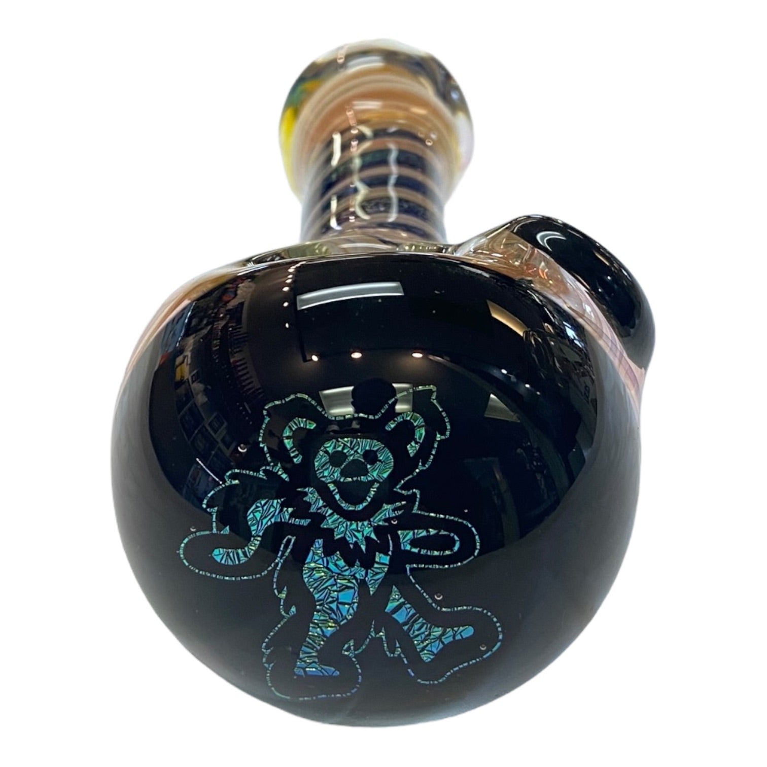 Talent Glass Works - Fume And Color Coil With Dancing Bear Dichro End - Glass Hand Pipe