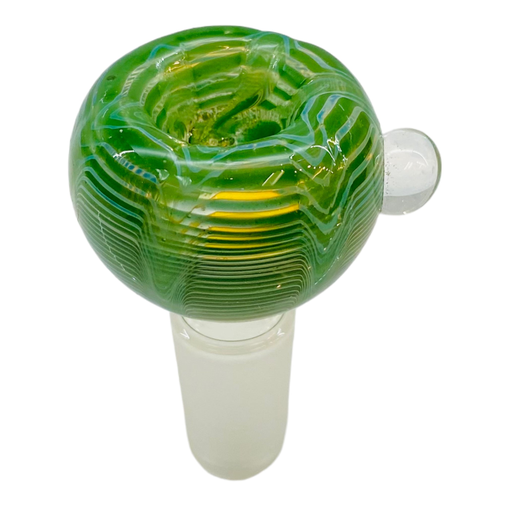14mm Flower Bowl - Basic Bubble Bong Bowl Piece With Wrap And Rake Twirl - Green