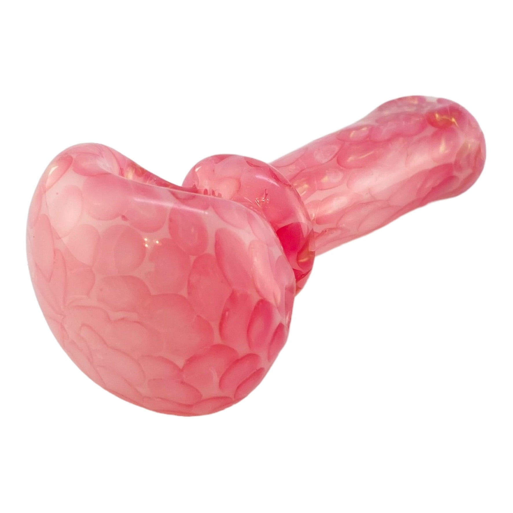 Glass Hand Pipes - Small Pink Dot Stack Spoon Pipe