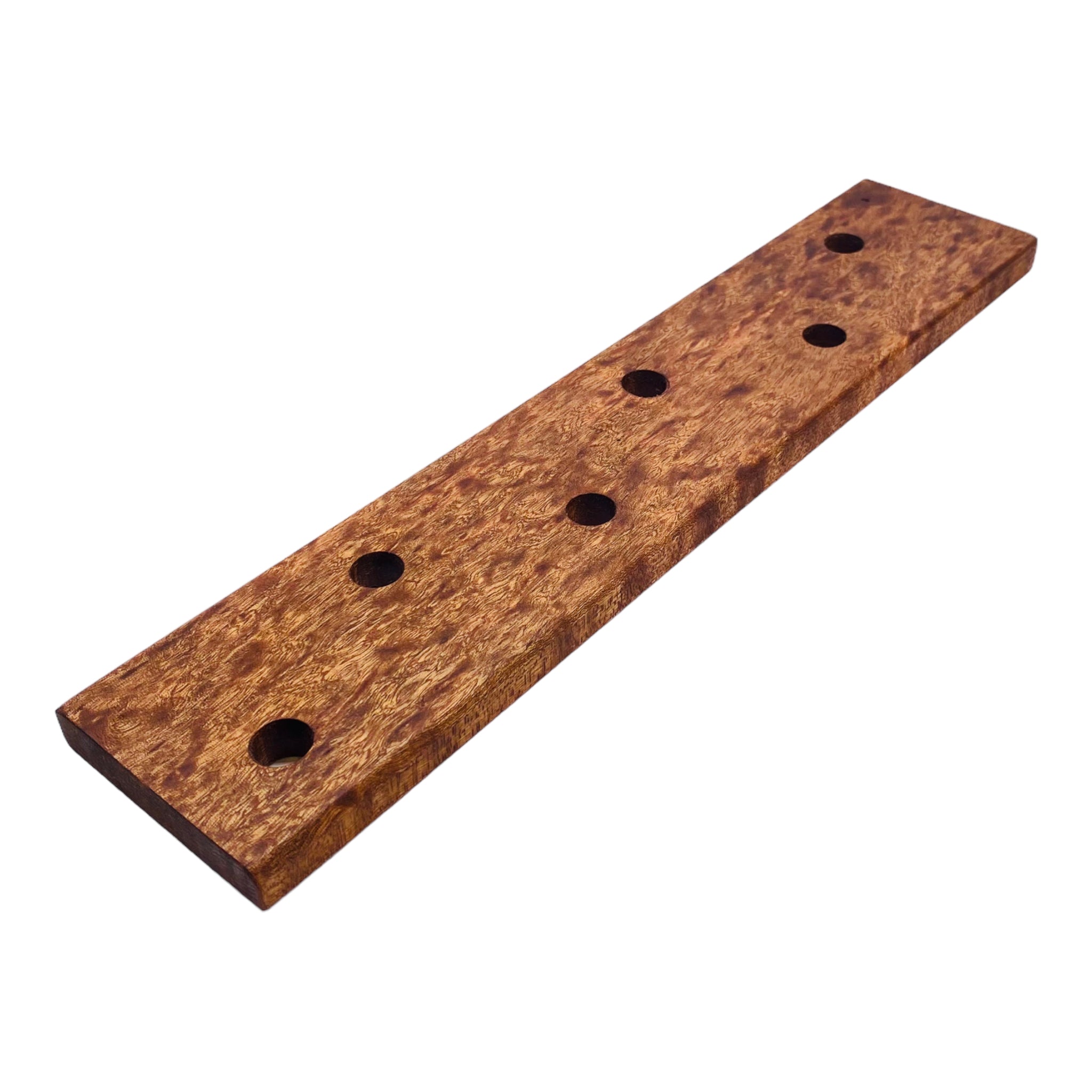6 Hole Wood Display Stand Holder For 14mm Bong Bowl Pieces Or Quartz Bangers - Mahogany Lace Burl