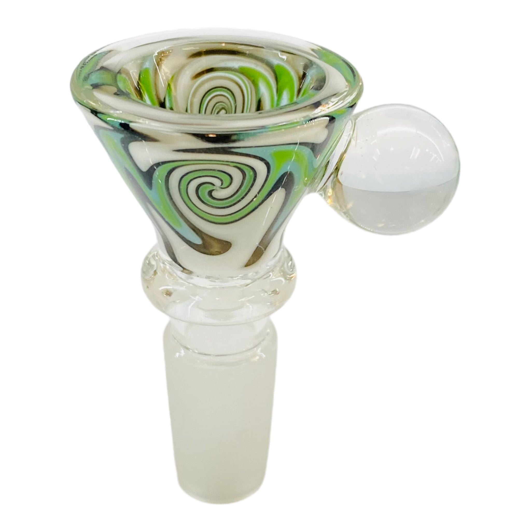 14mm Flower Bowl - Wig Wag Martini Bowl With Built In Honeycomb Screen - Green, Black, And White