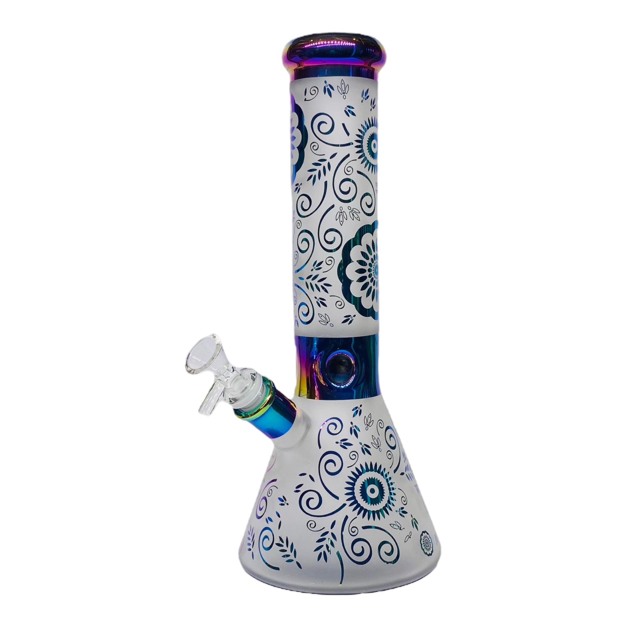 best cute 12 Inch Sandblasted Beaker Base Glass Bong With Rainbow Flowers