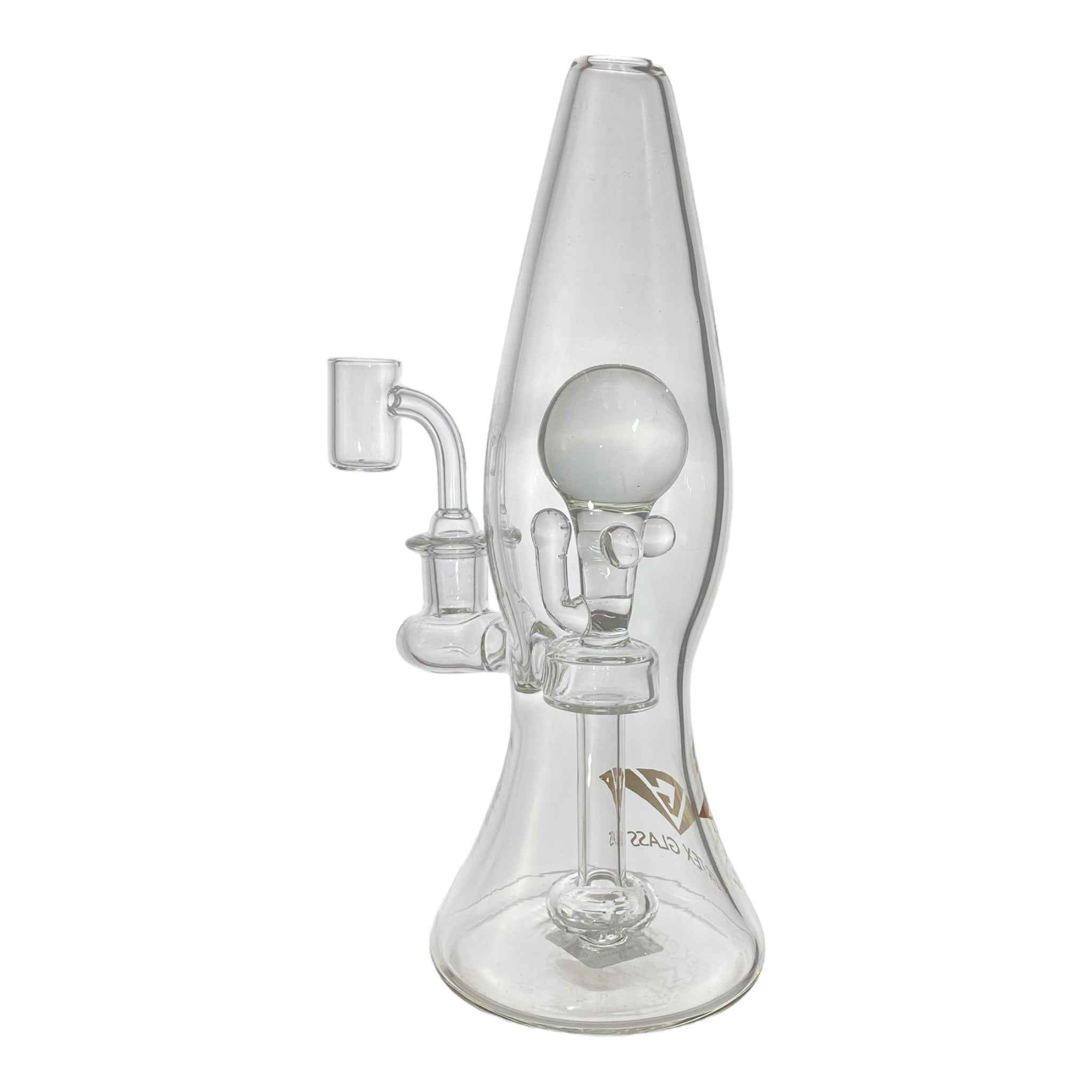 Vertex Glass - Clear Lamp Shape Dab Rig With Clear Molten Marbles Inside