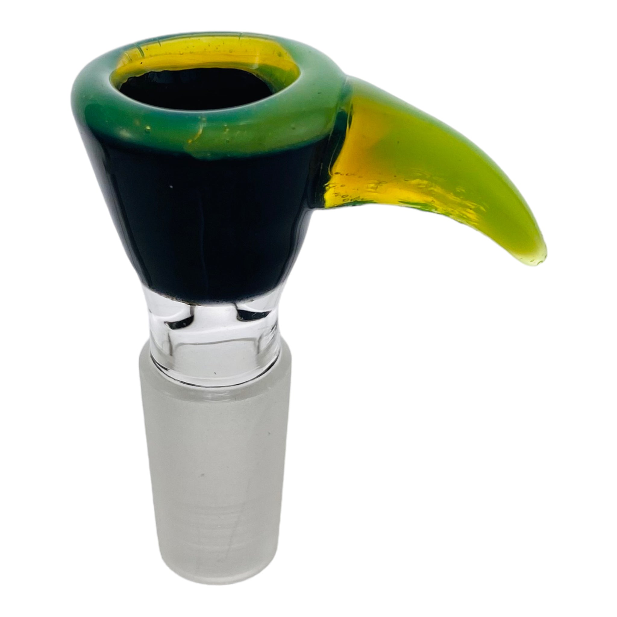 14mm Flower Bowl - Black Funnel With Green Handle Bong Bowl Piece