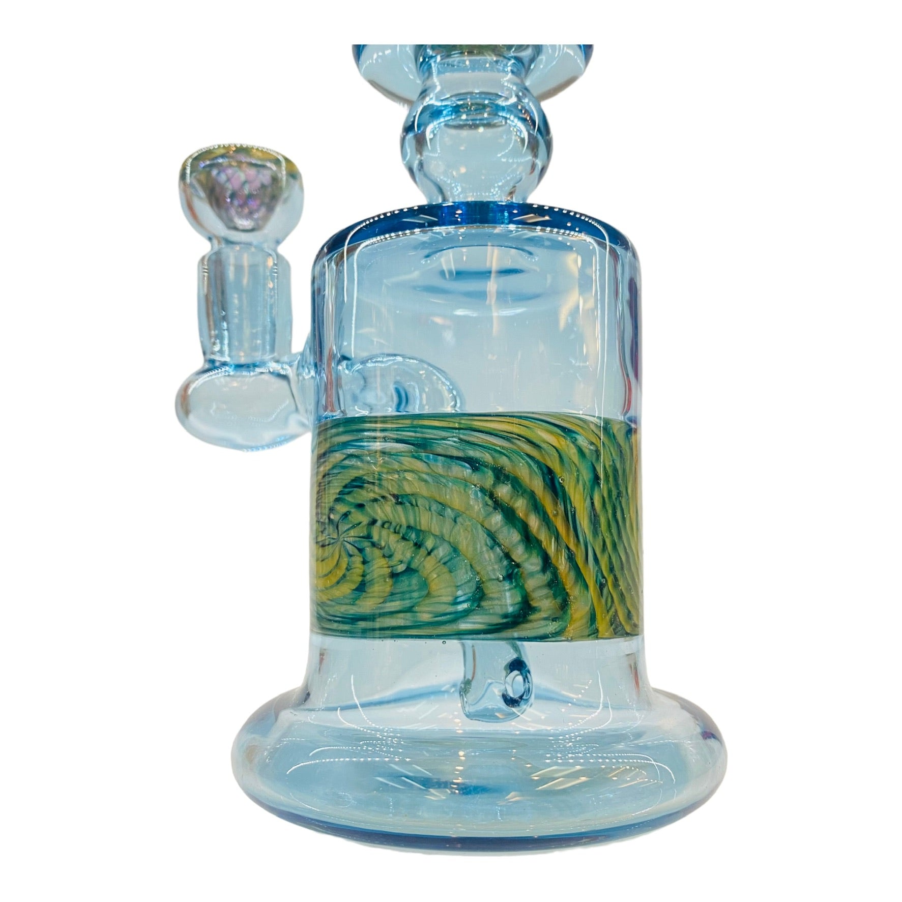 heady glass dab rig by Scott Griffin Glass - Raindrop Blue With Fume Twist Minitube