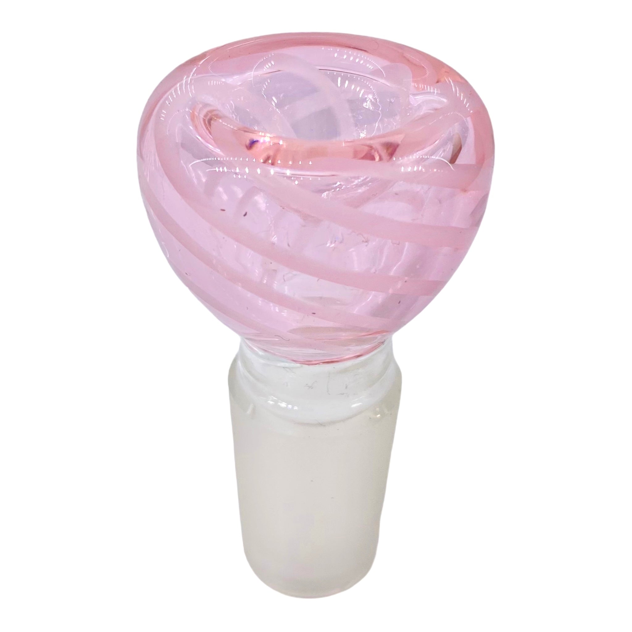 18mm Flower Bowl - Pink With White Twirl Basic Bubble Bong Bowl Piece