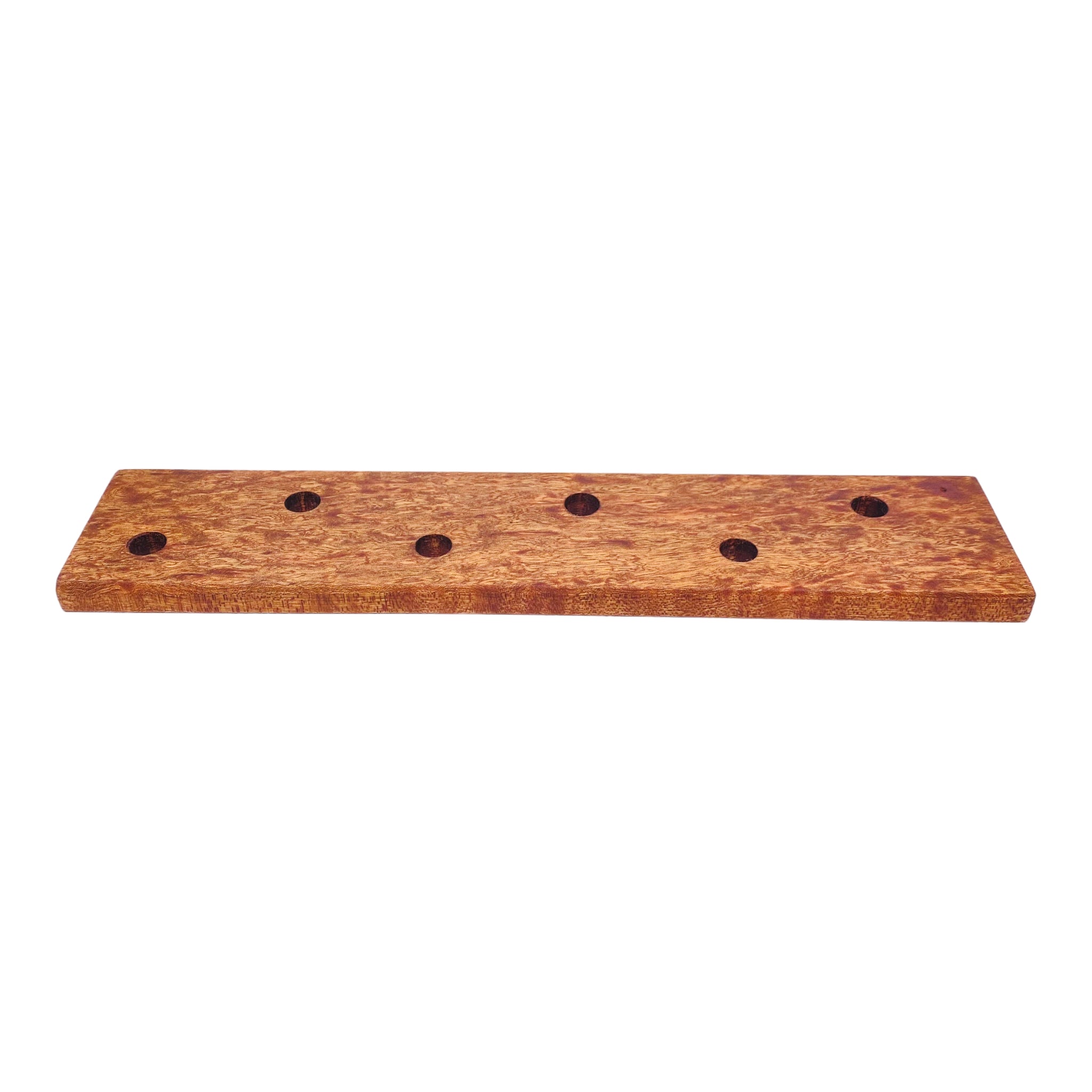 6 Hole Wood Display Stand Holder For 14mm Bong Bowl Pieces Or Quartz Bangers - Mahogany Lace Burl
