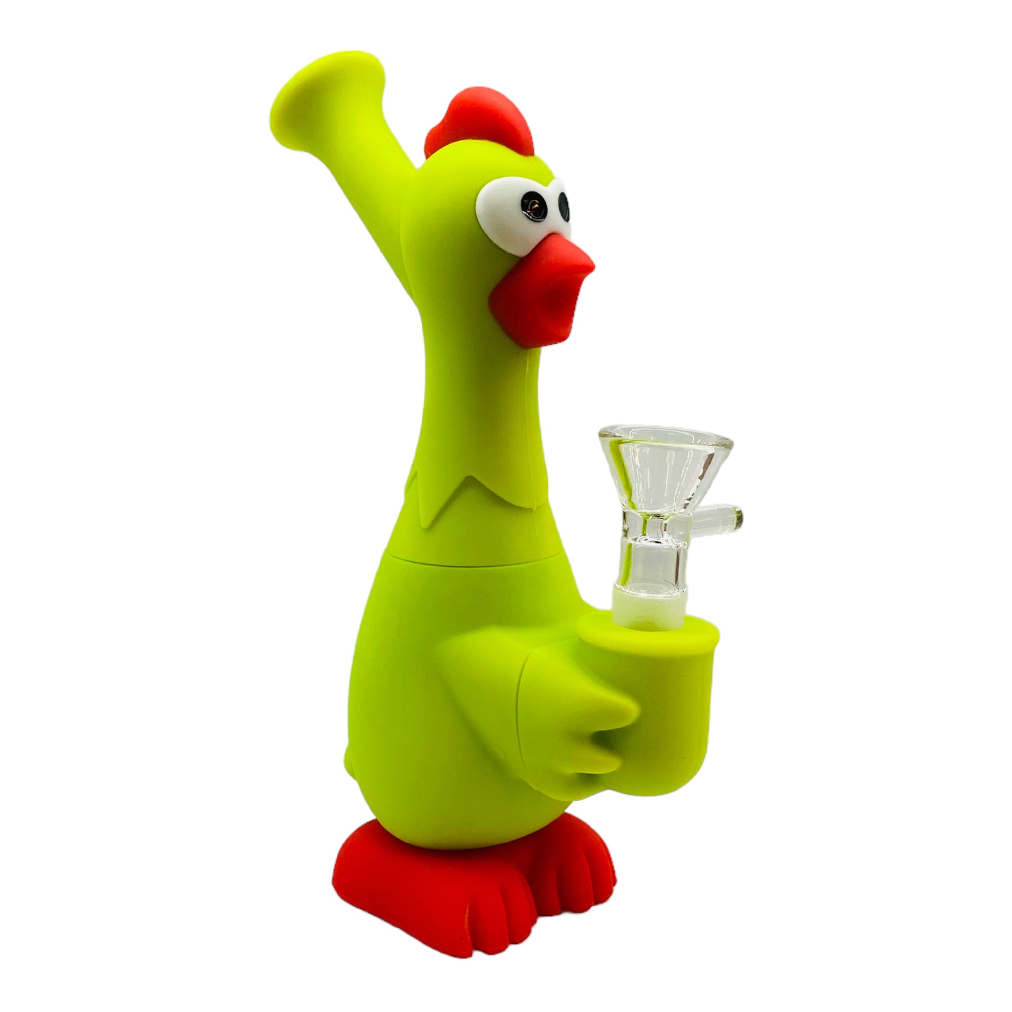 Green And Red Rubber Chicken Silicone Bong