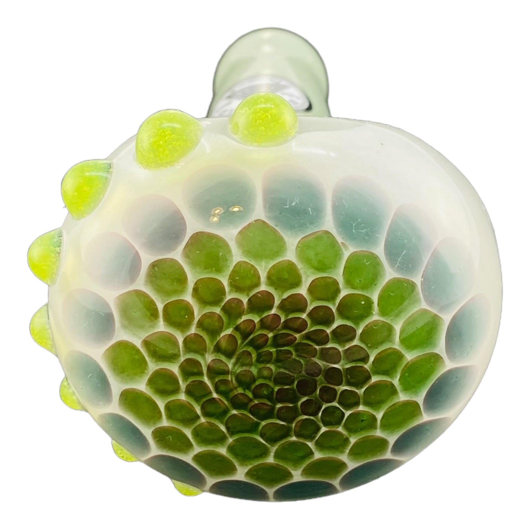 Emerald Triangle Glass - Glass Hand Pipe - Sea Foam Green With Dot Stack End
