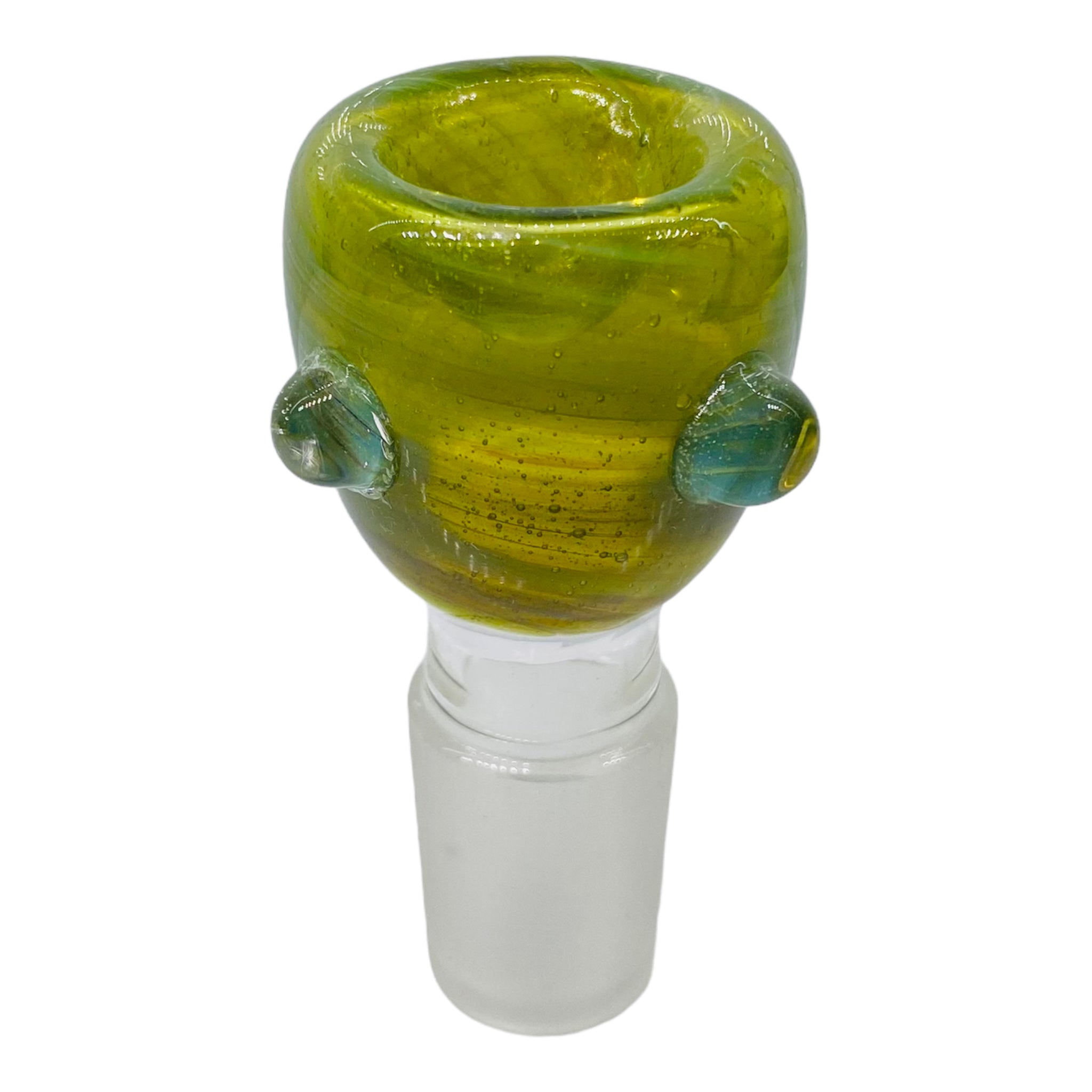 18mm Flower Bowl - Green Bubble With Blue Dots Bong Bowl Piece