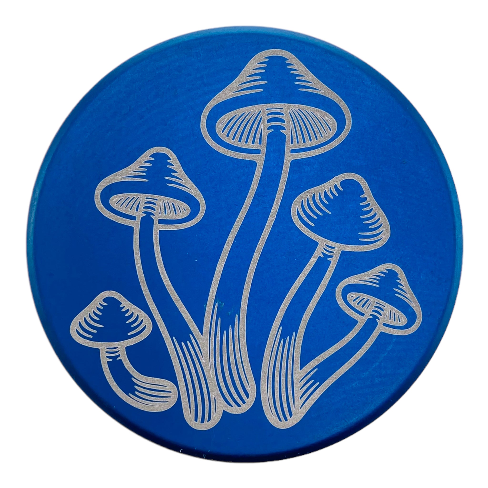 Tahoe Grinders - Blue Anodized Aluminum Large Two Piece Herb Grinder With Cordycep Mushrooms