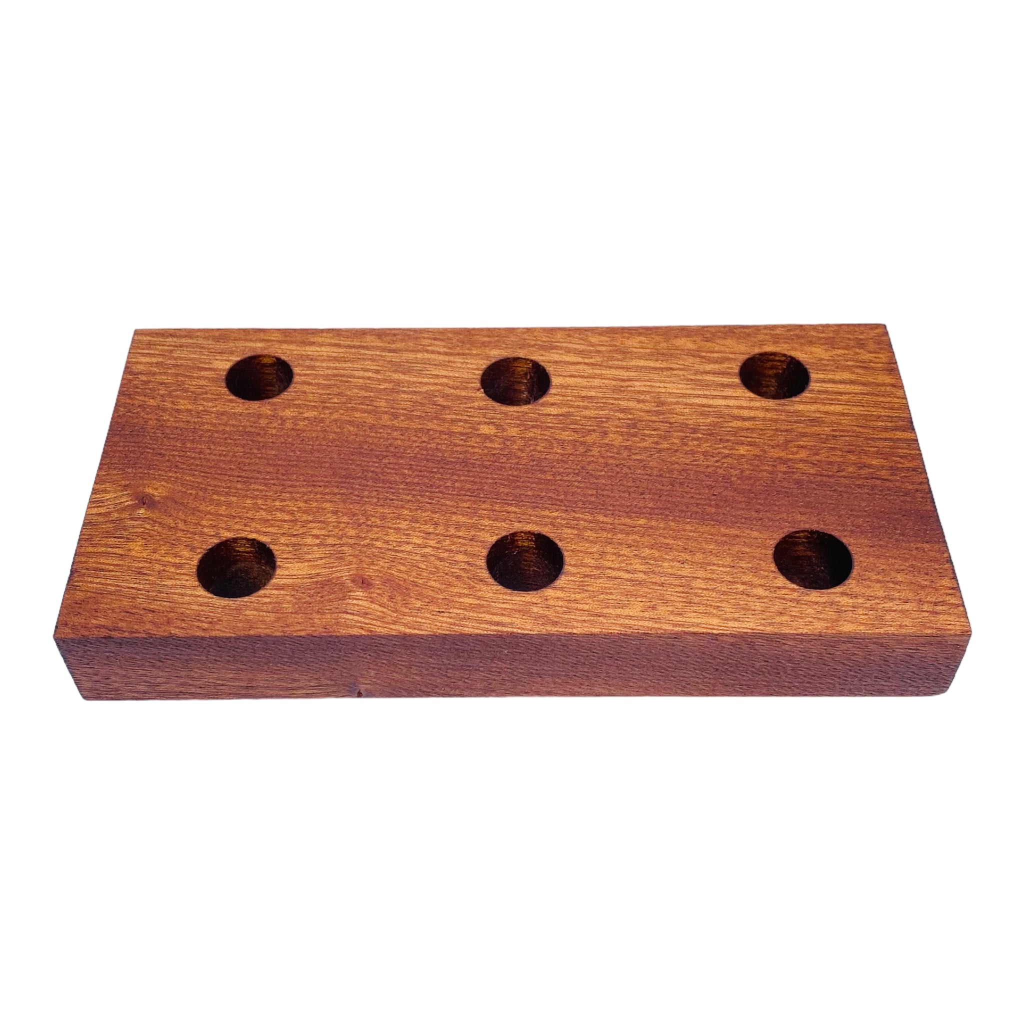 6 Hole Wood Display Stand Holder For 14mm Bong Bowl Pieces Or Quartz Bangers - Mahogany