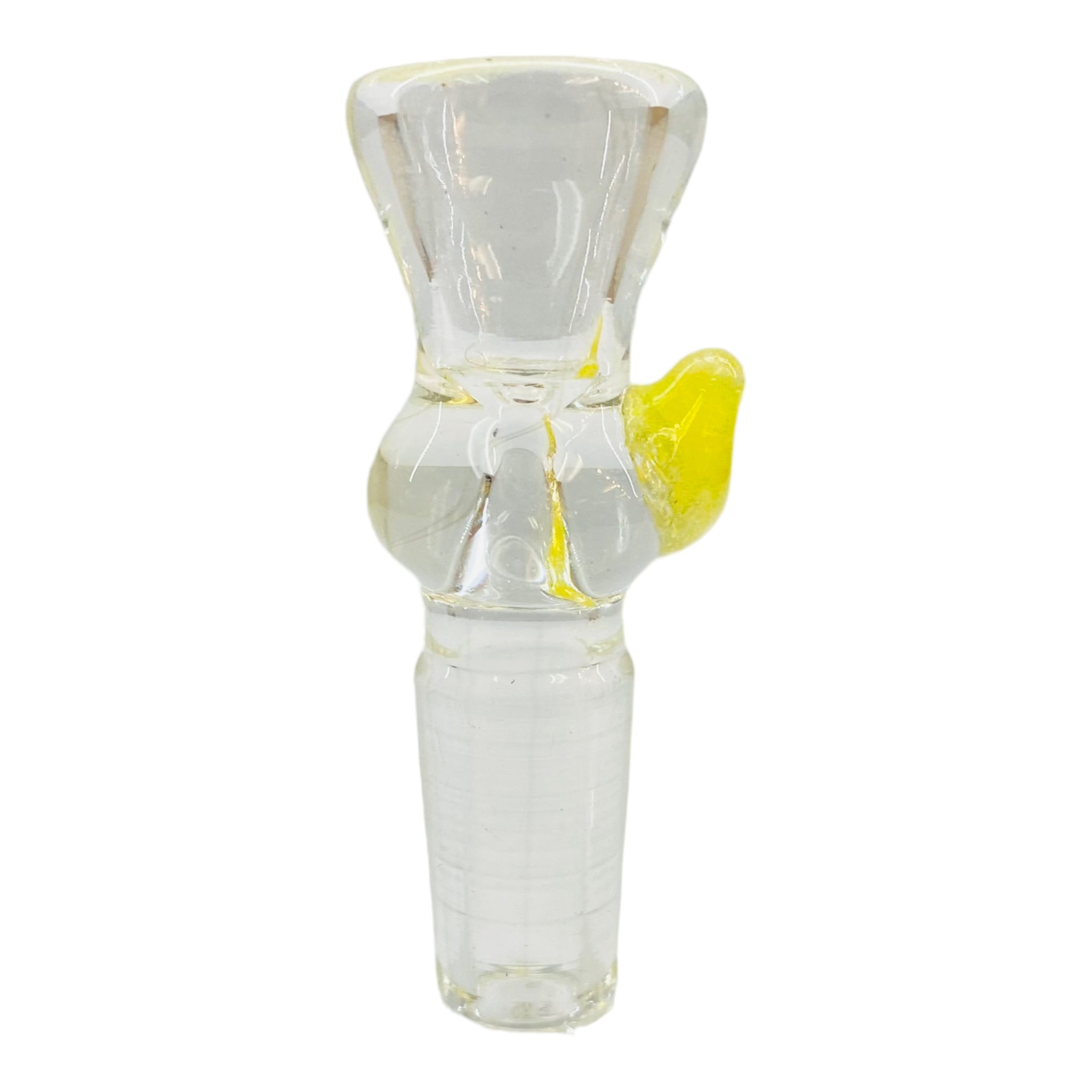 14mm Flower Bowl - Clear Martini Shape Funnel Bong Bowl Piece With Color Dot - Yellow