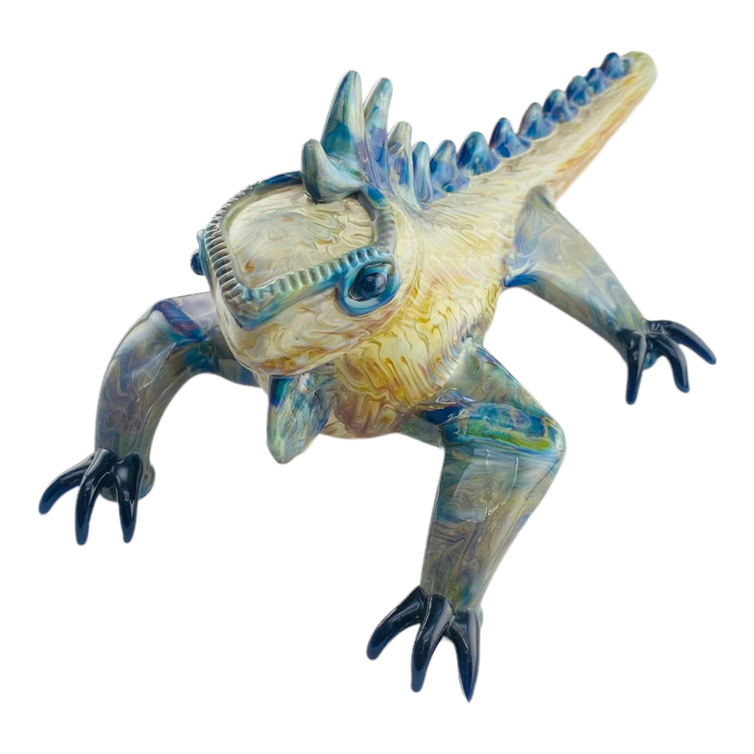 Handmade Iguana Lizard Shaped Dry Hand Pipe Handmade By Daniel's Glass Art