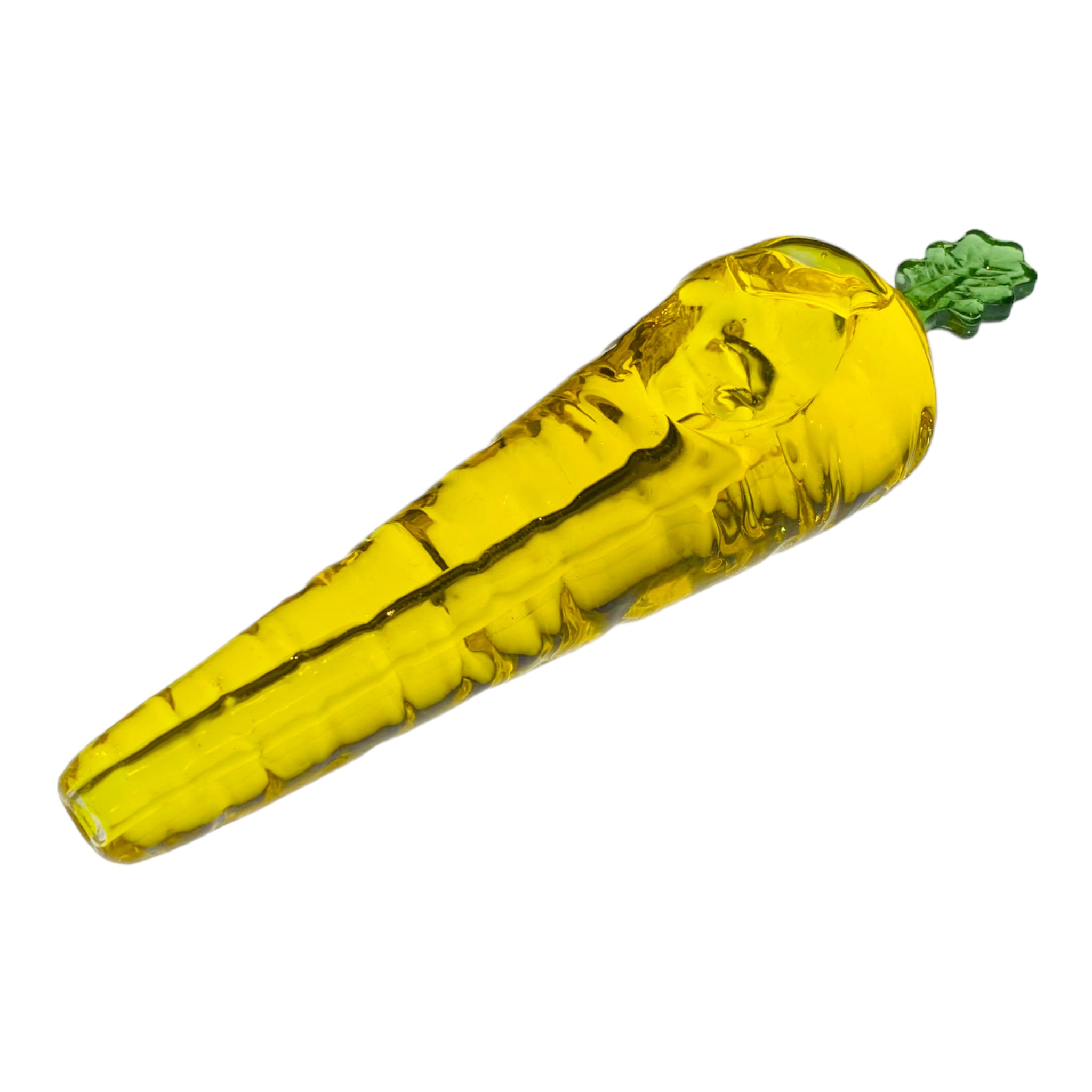 Yellow Carrot Glass Hand Pipe With Glycerin Freeze Chamber