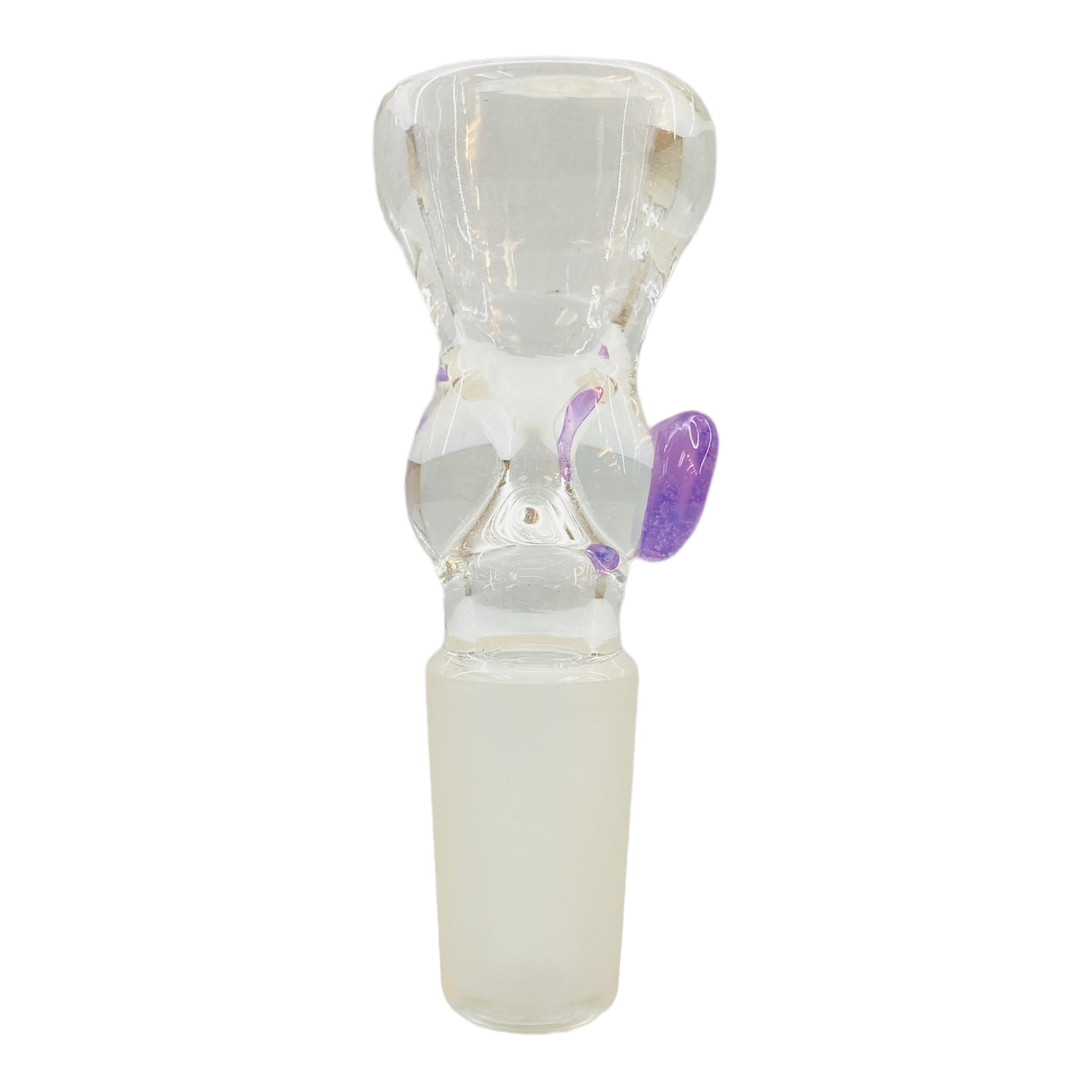 14mm Flower Bowl - Clear Martini Shape Funnel Bong Bowl Piece With Color Dot - Purple