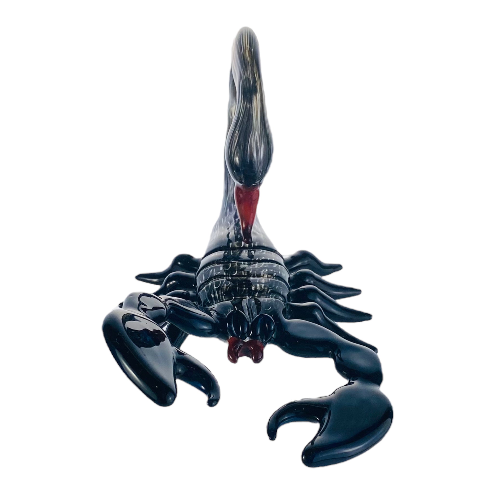 Daniels Glass Art - Glass Large Black Fat Tailed Scorpion Hand Pipe