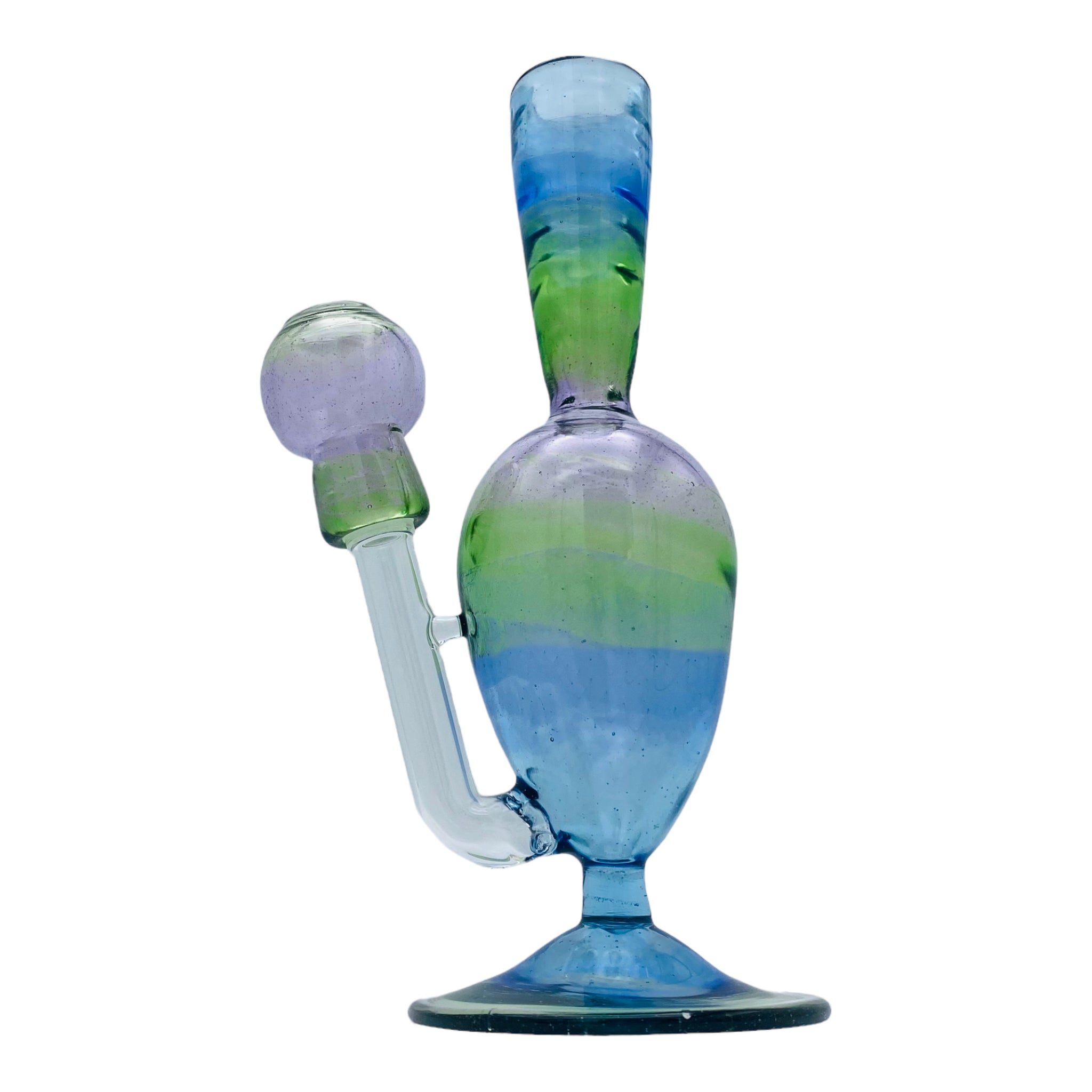 Translucent Rainbow Fade Coil Pot Custom Glass Dab Rig