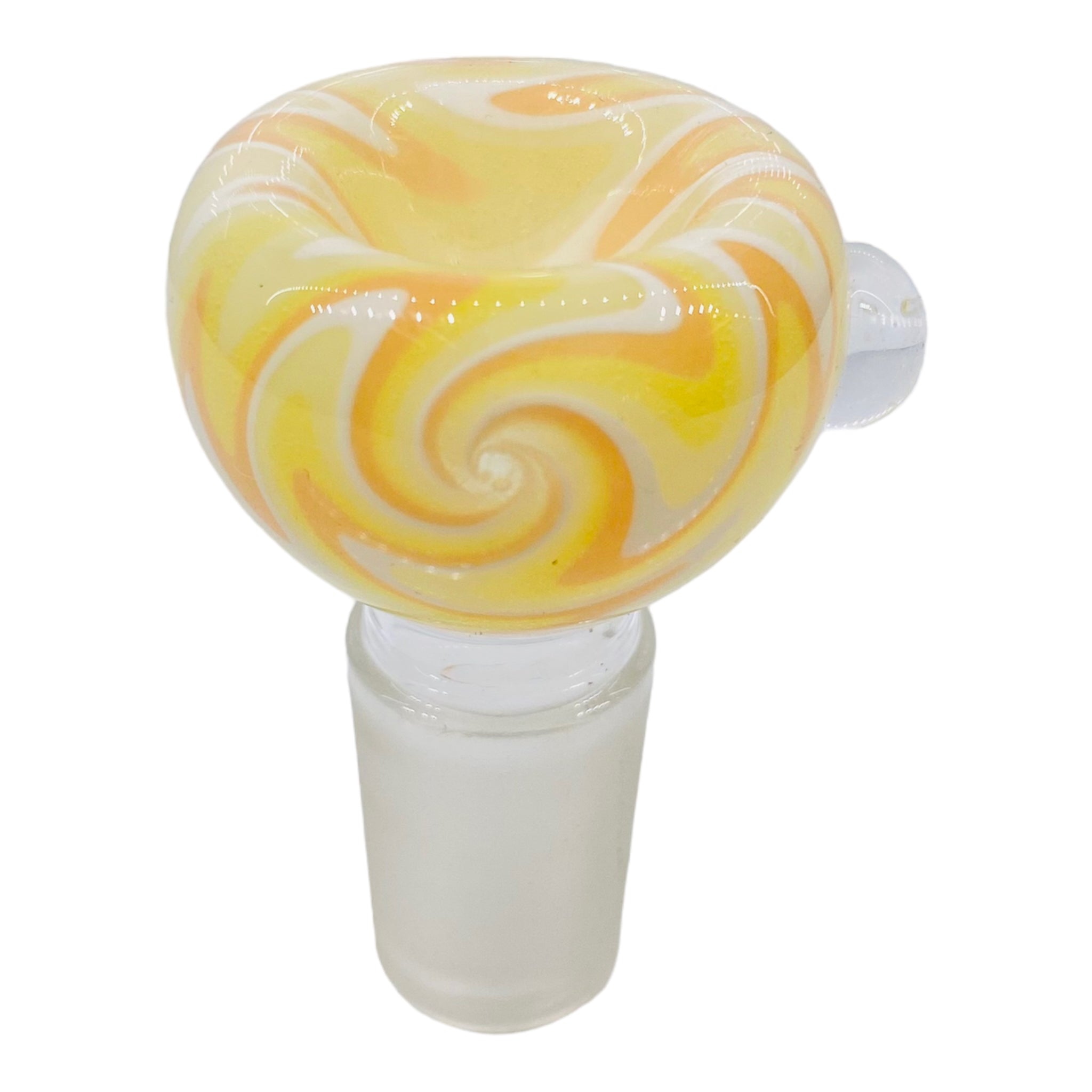18mm Flower Bowl - Yellow, Orange And White Wig Wag Twirl Basic Bubble Bong Bowl Piece