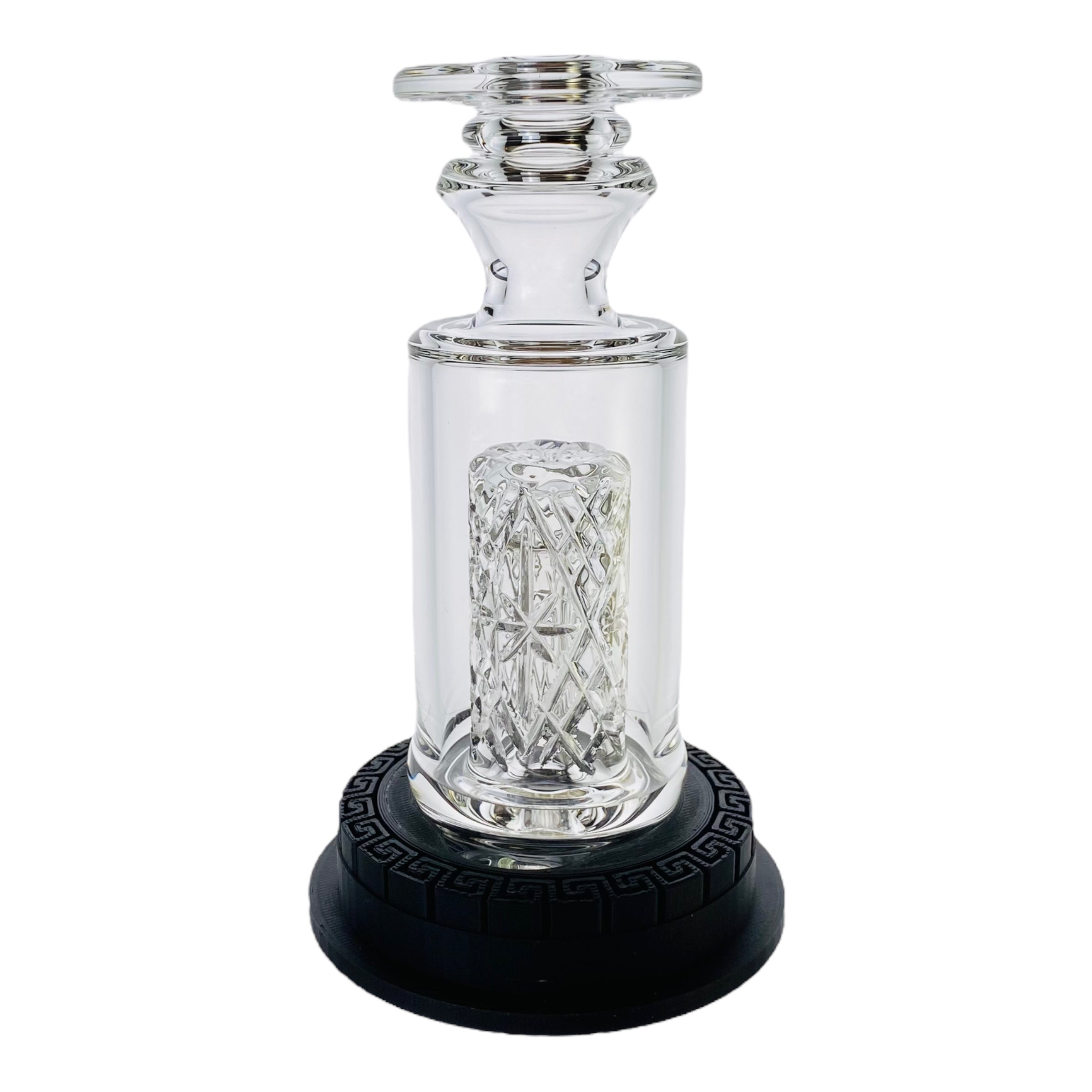 Enjoy And Prosper Glass - Custom Puffco Peak Attachment - Clear Cross Cut Ares Peak Top