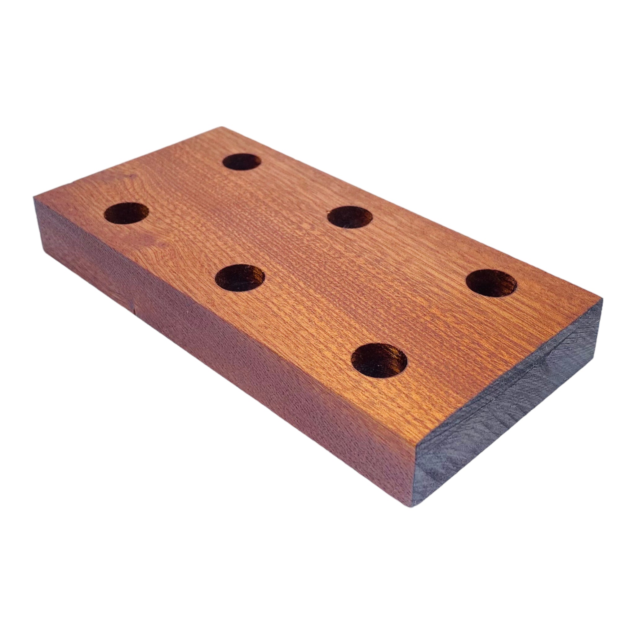 6 Hole Wood Display Stand Holder For 14mm Bong Bowl Pieces Or Quartz Bangers - Mahogany