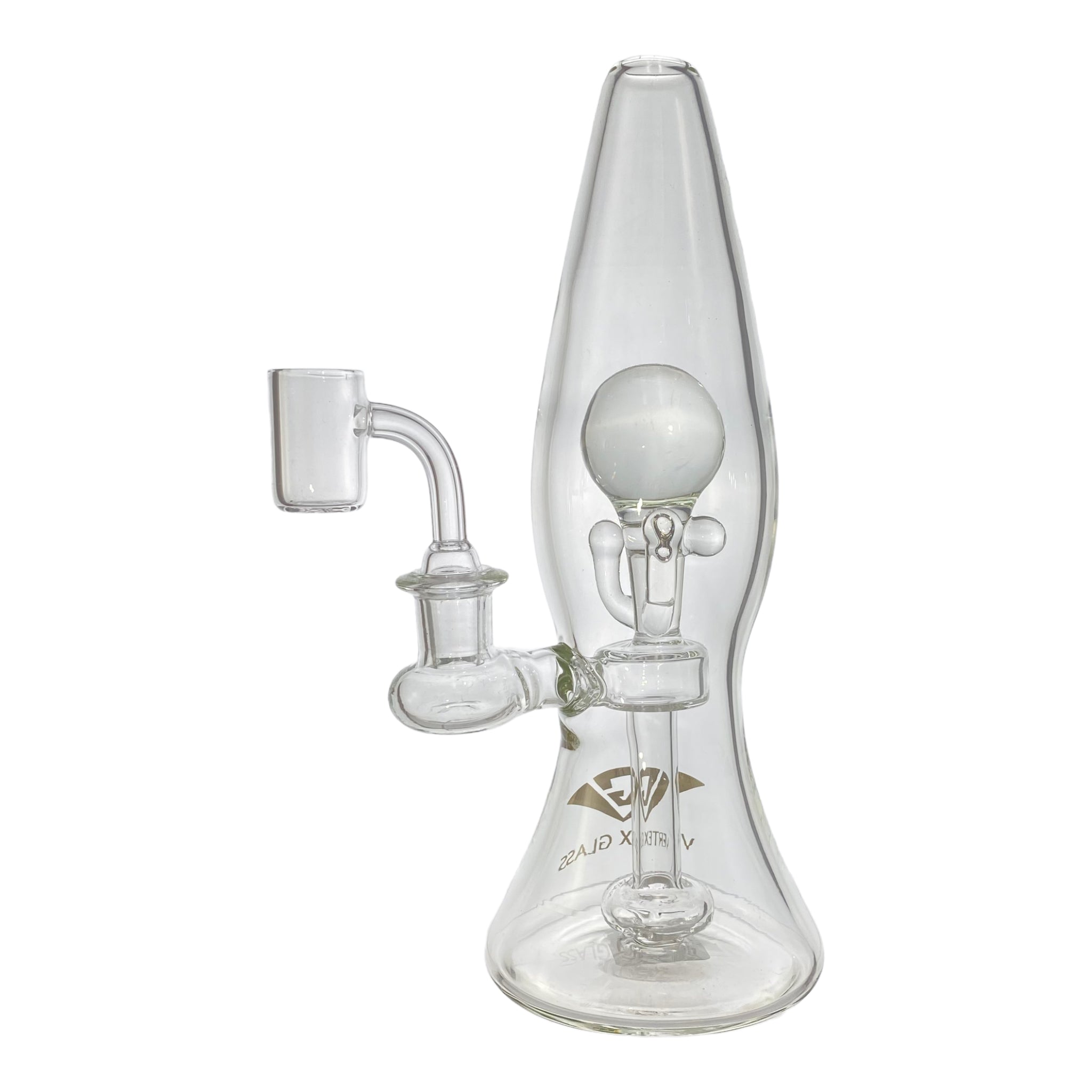 Vertex Glass - Clear Lamp Shape Dab Rig With Clear Molten Marbles Inside