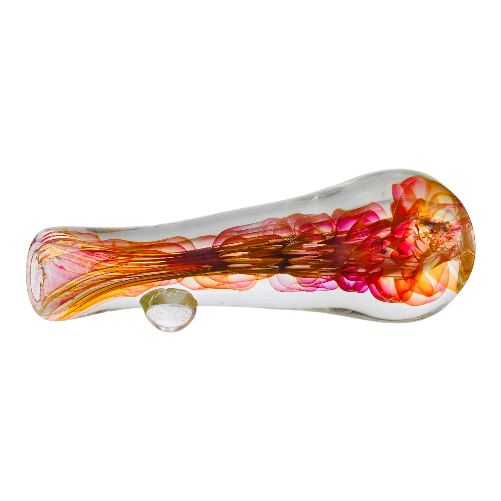 Glass Chillum Pipe - Pink Gold Fuming Inside Out Explosion
