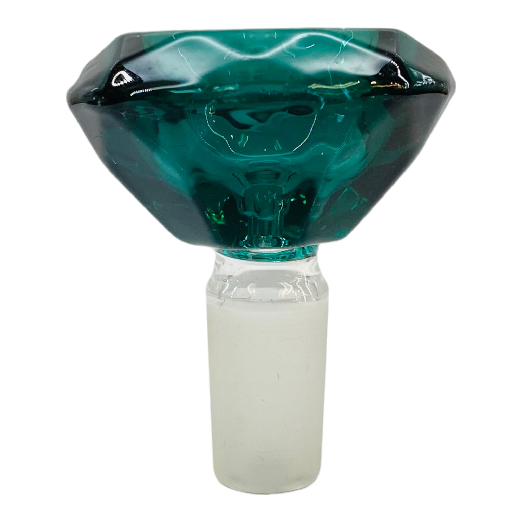 14mm Flower Bowl - Faceted Diamond Glass Bong Bowl Piece - Turquoise