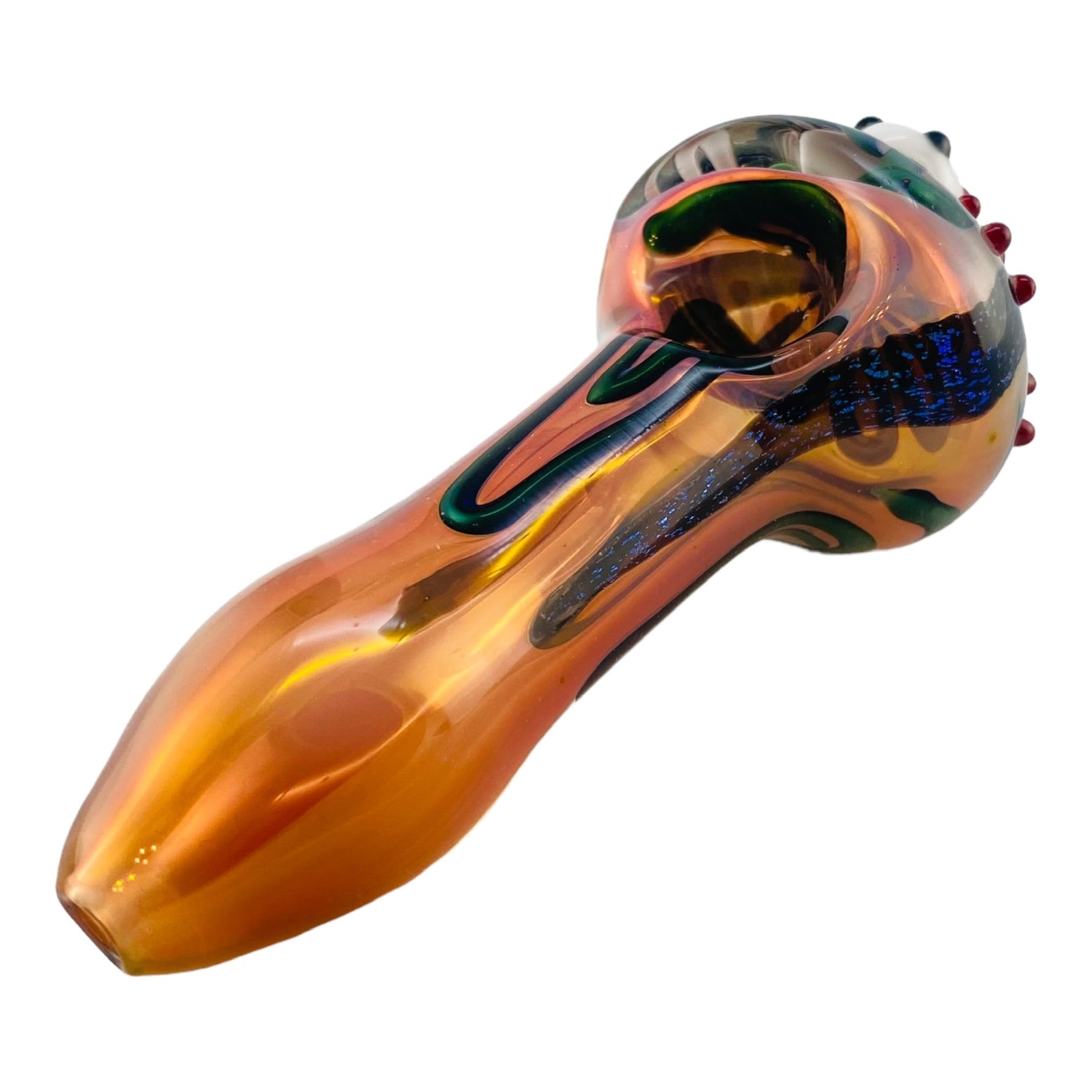 White/Red Frog End - Glass Hand Pipe